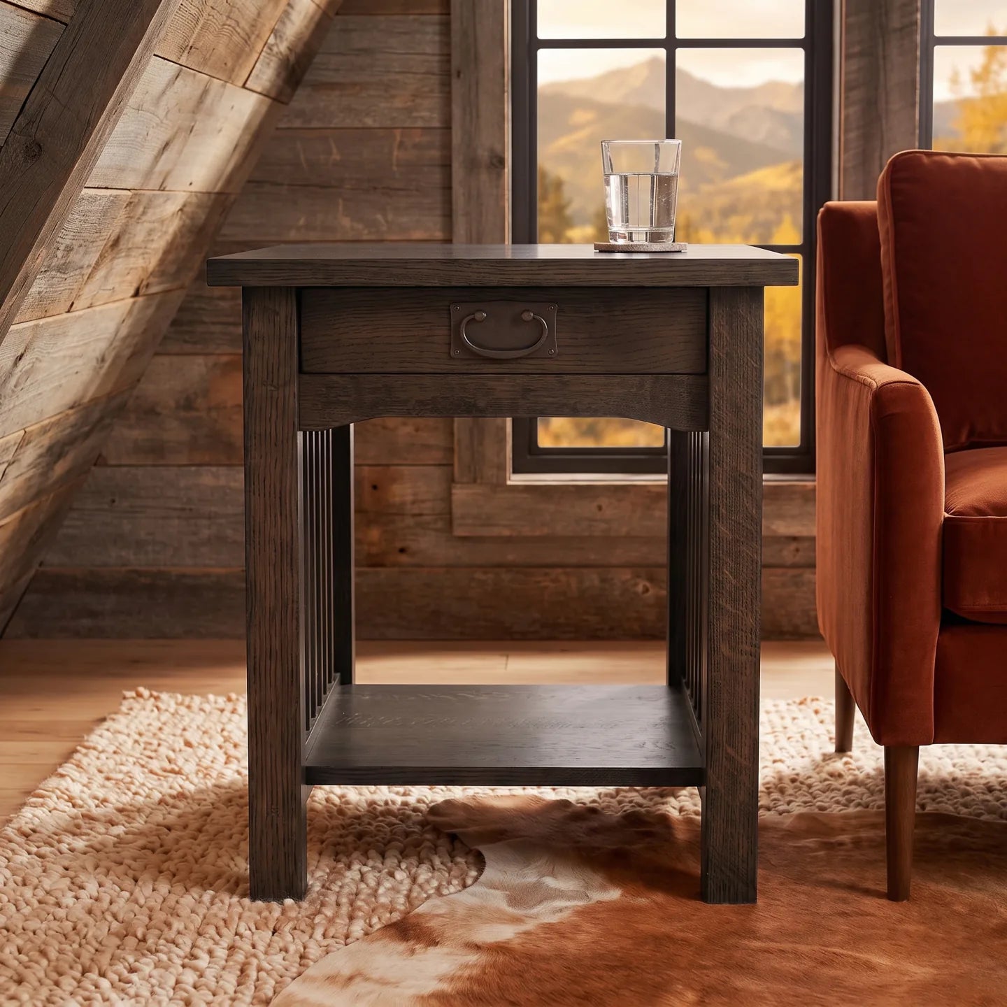 Mission End Table - Charcoal