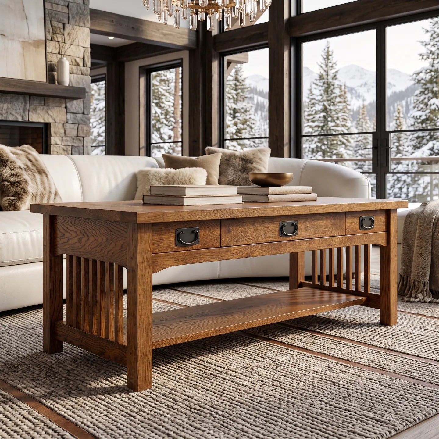 Mission Lift-Top Coffee Table - Antique Brown