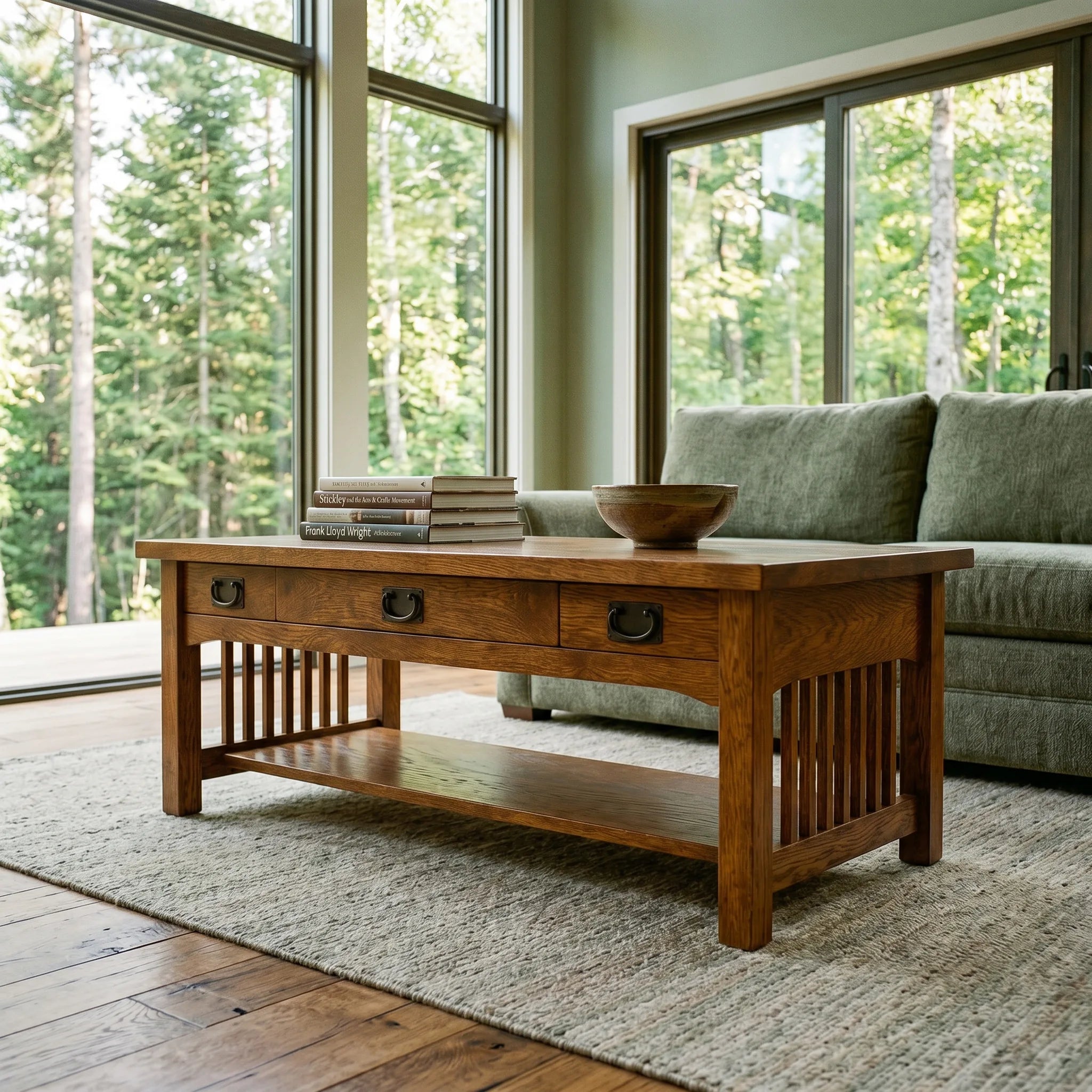 Mission Lift-Top Coffee Table - Antique Brown — front view
