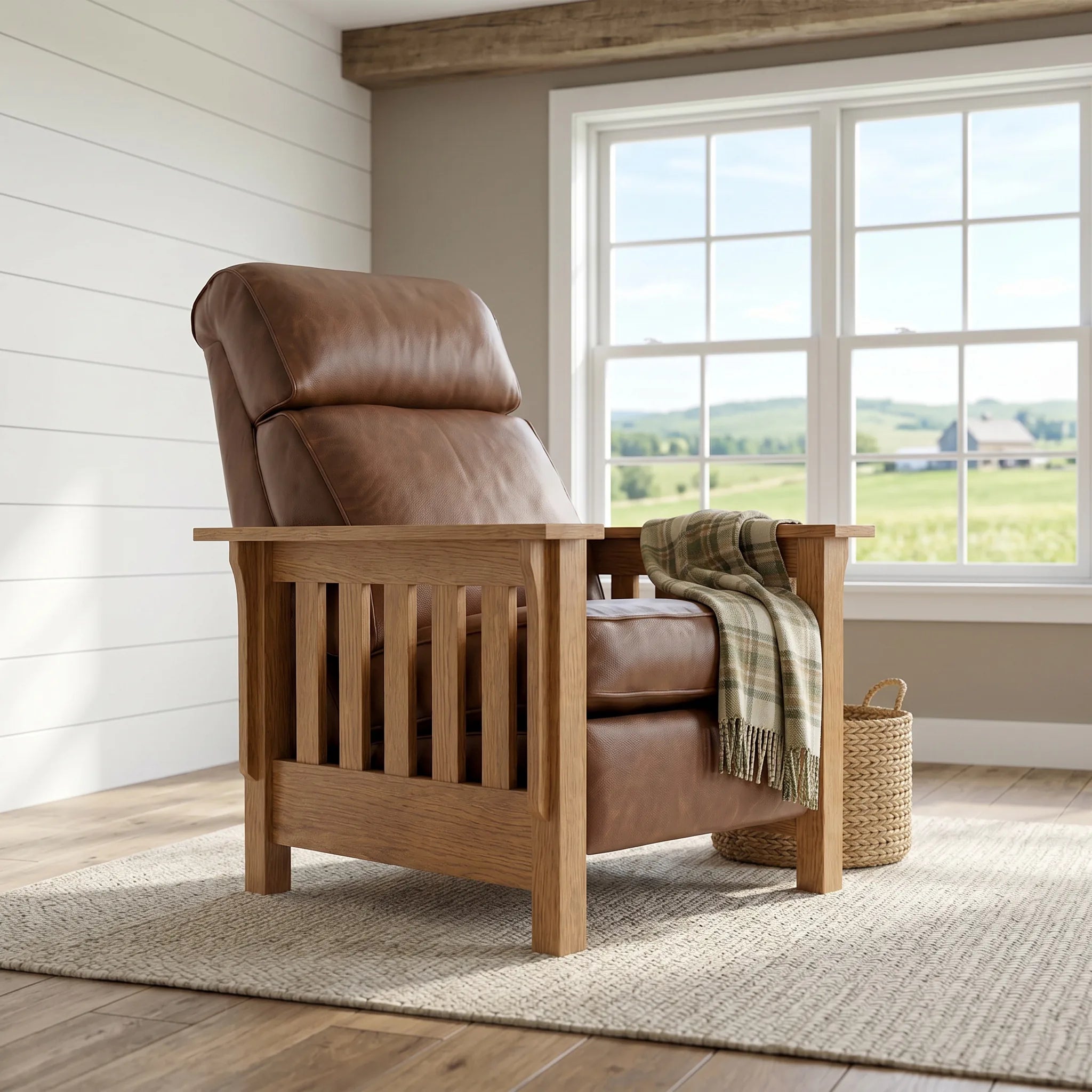 Mission Slat Farmhouse Recliner — front view