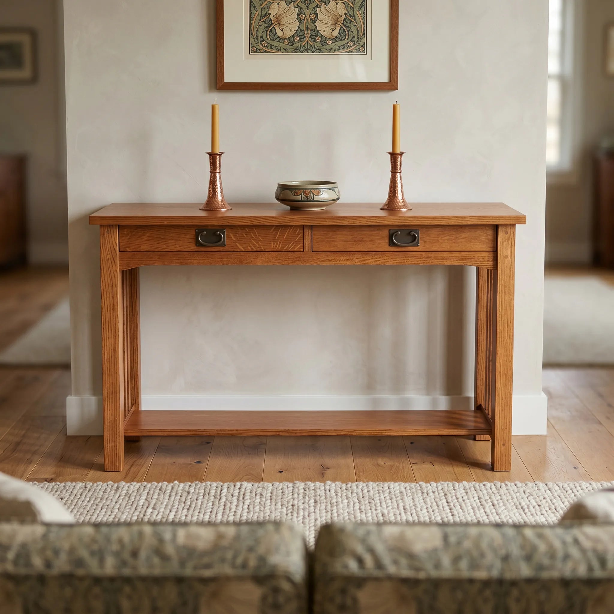 Mission Sofa Table - Solid Oak — front view