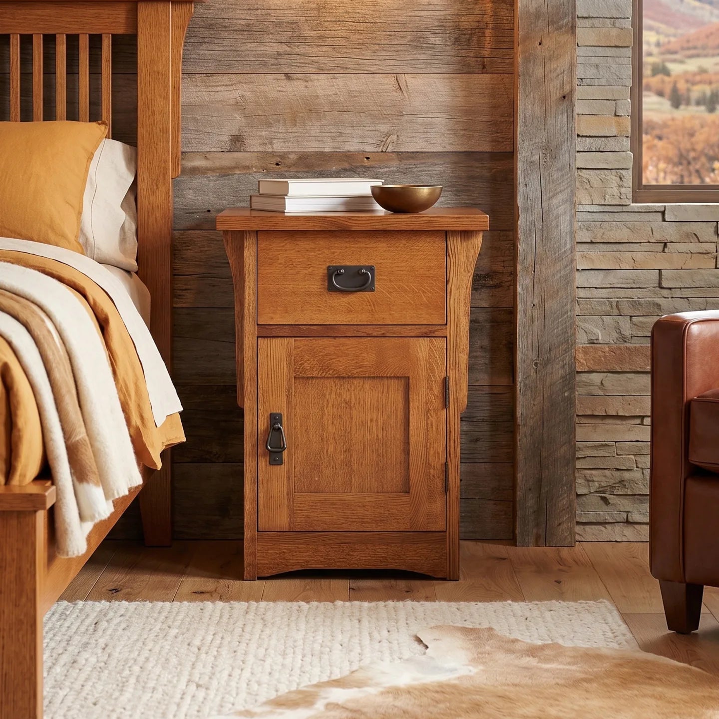 Mission Storage Nightstand - Antique Brown