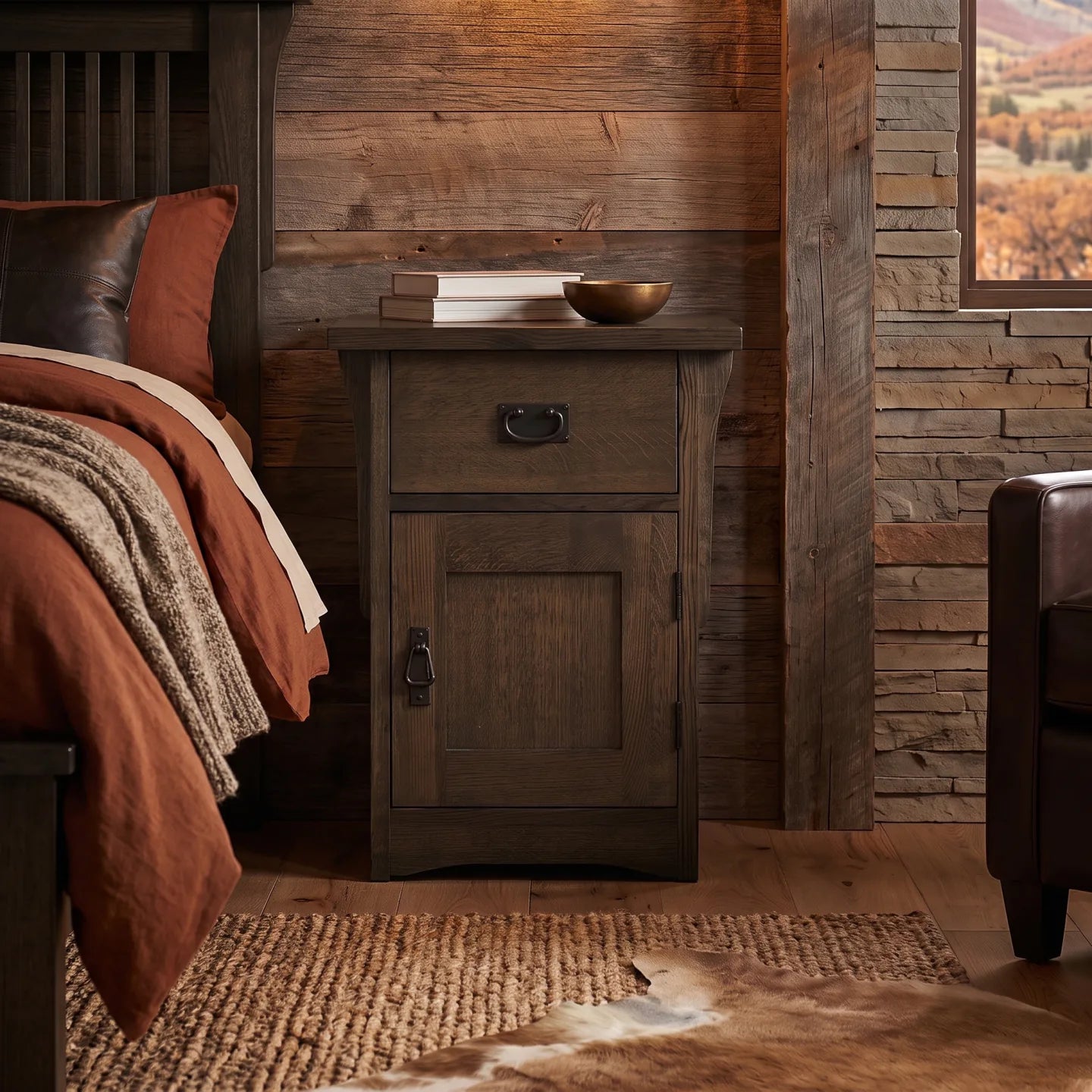 Mission Storage Nightstand - Charcoal