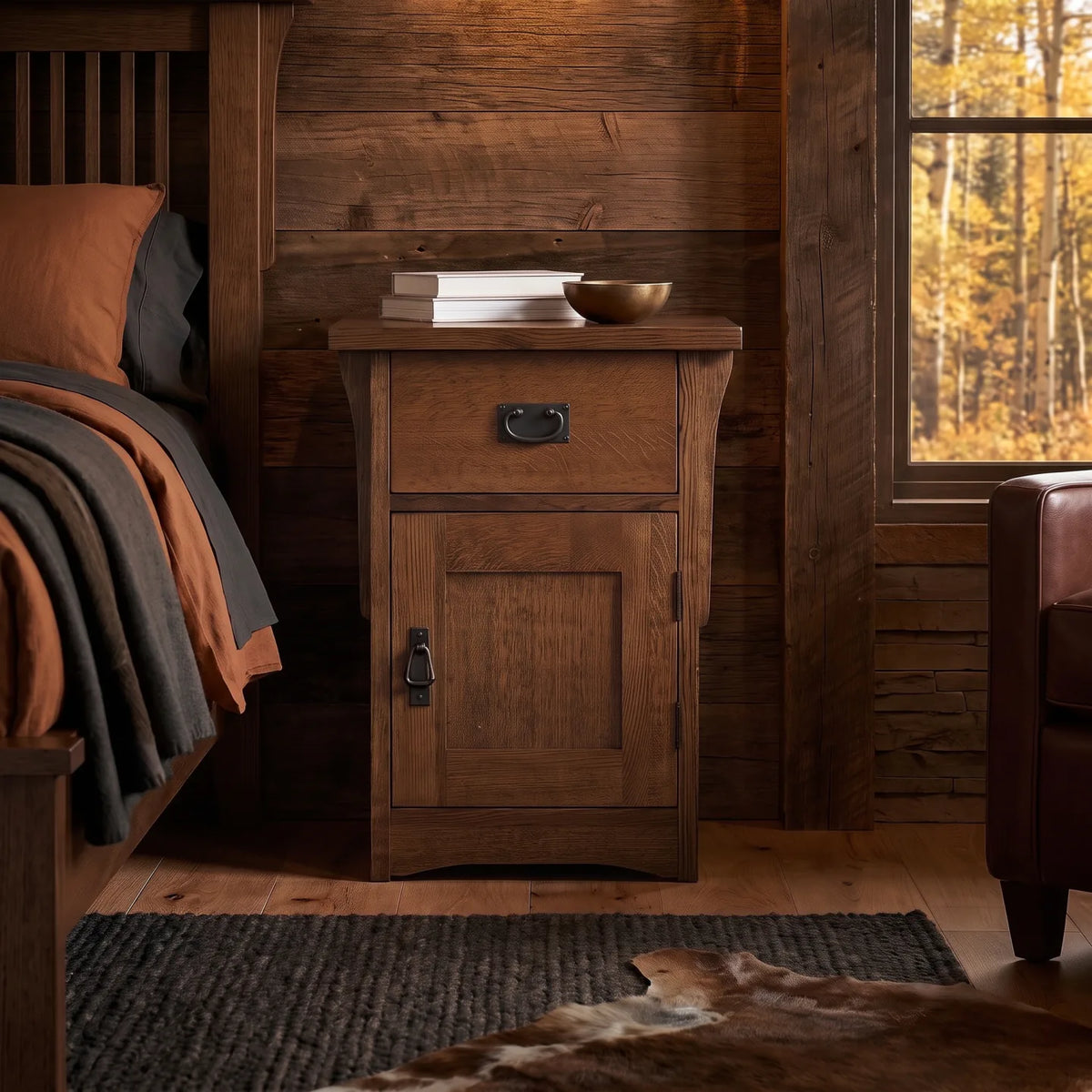 Mission Storage Nightstand - Walnut