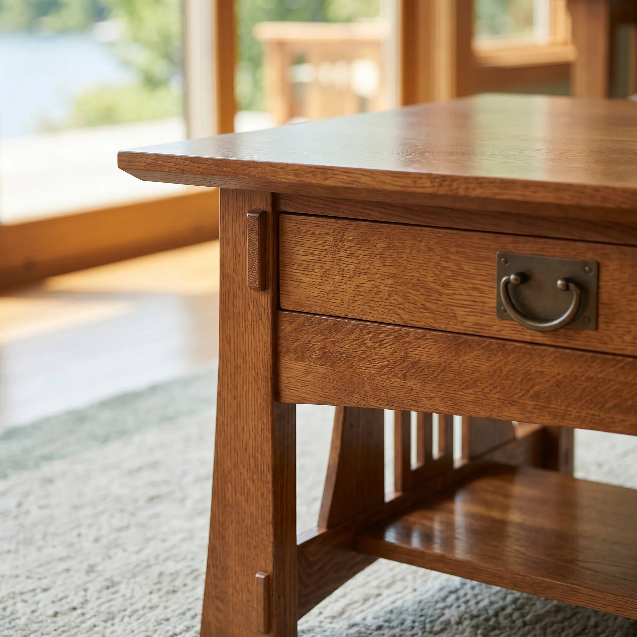 Bungalow Coffee Table - Antique Brown — close-up detail