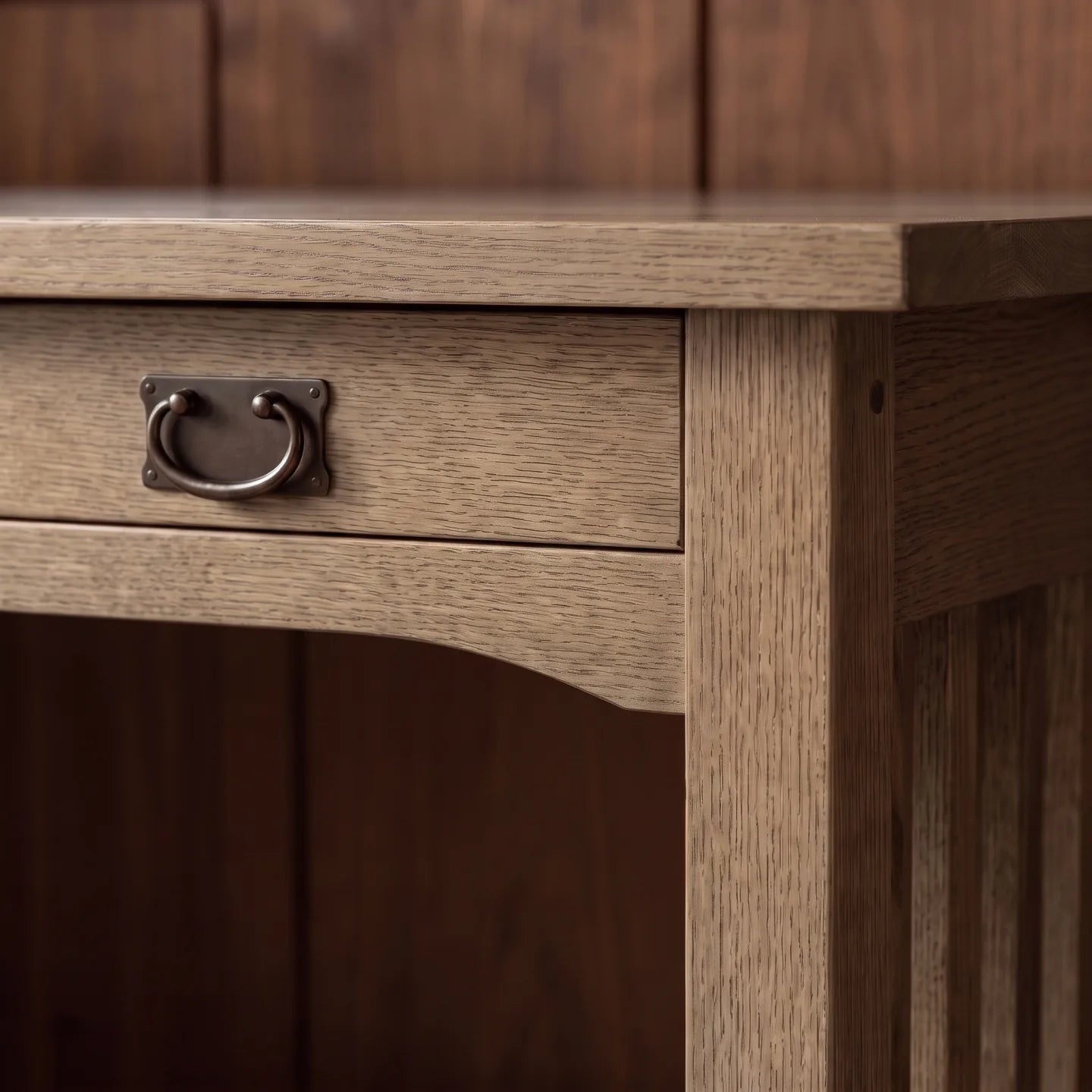 Mission 2-Drawer Desk - Stone Gray