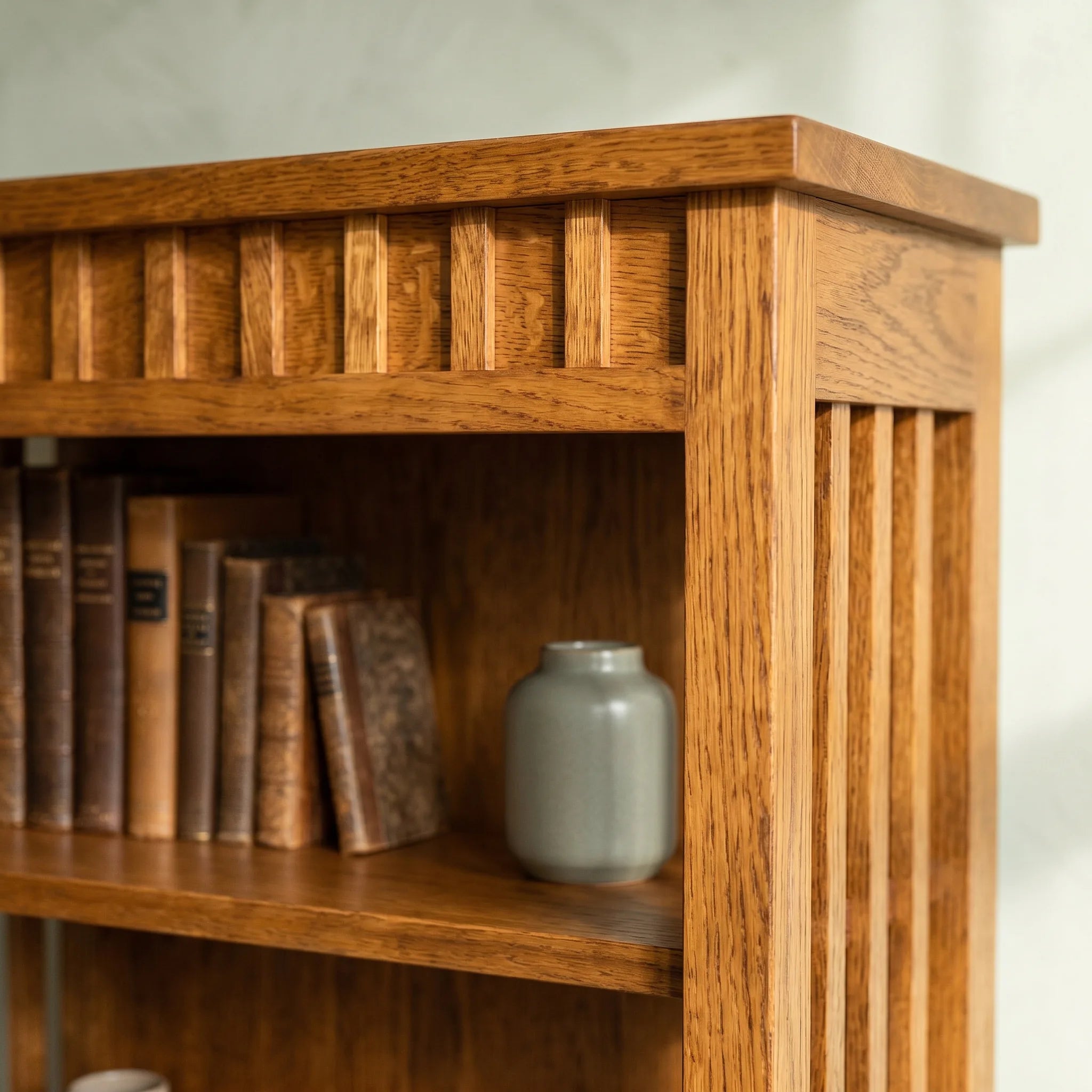 38" Bookcase - Solid Oak — close-up detail