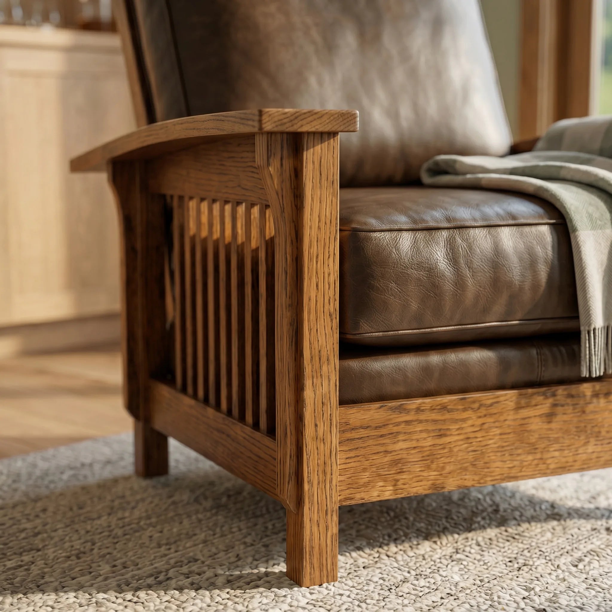 Morris Armchair - Solid Oak — close-up detail
