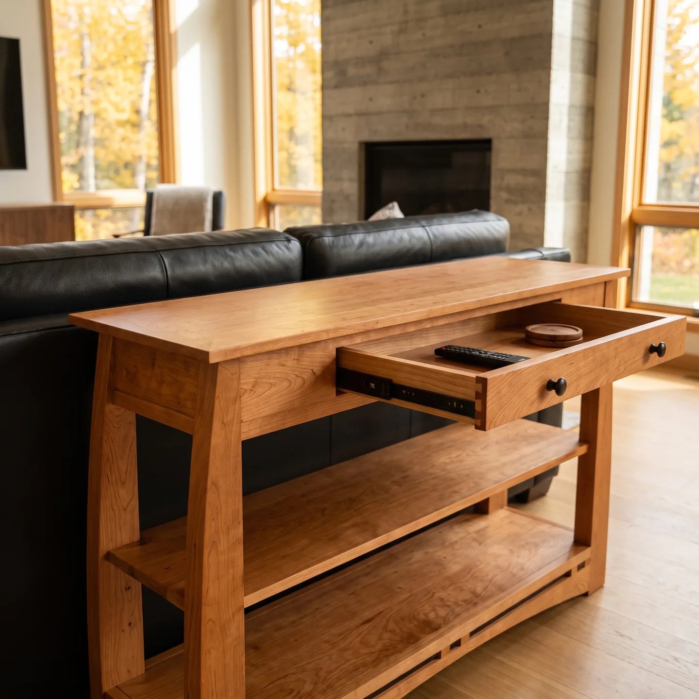 African Inlay Sofa Table - Black
