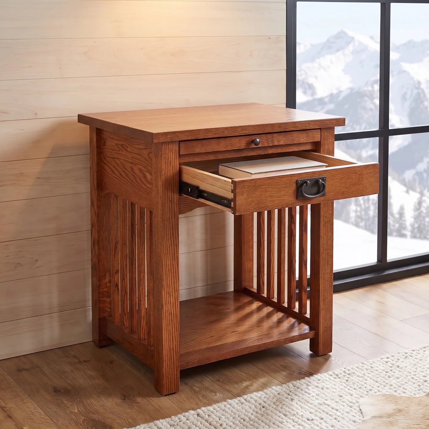 Mission 1-Drawer Tray Nightstand - Antique Brown