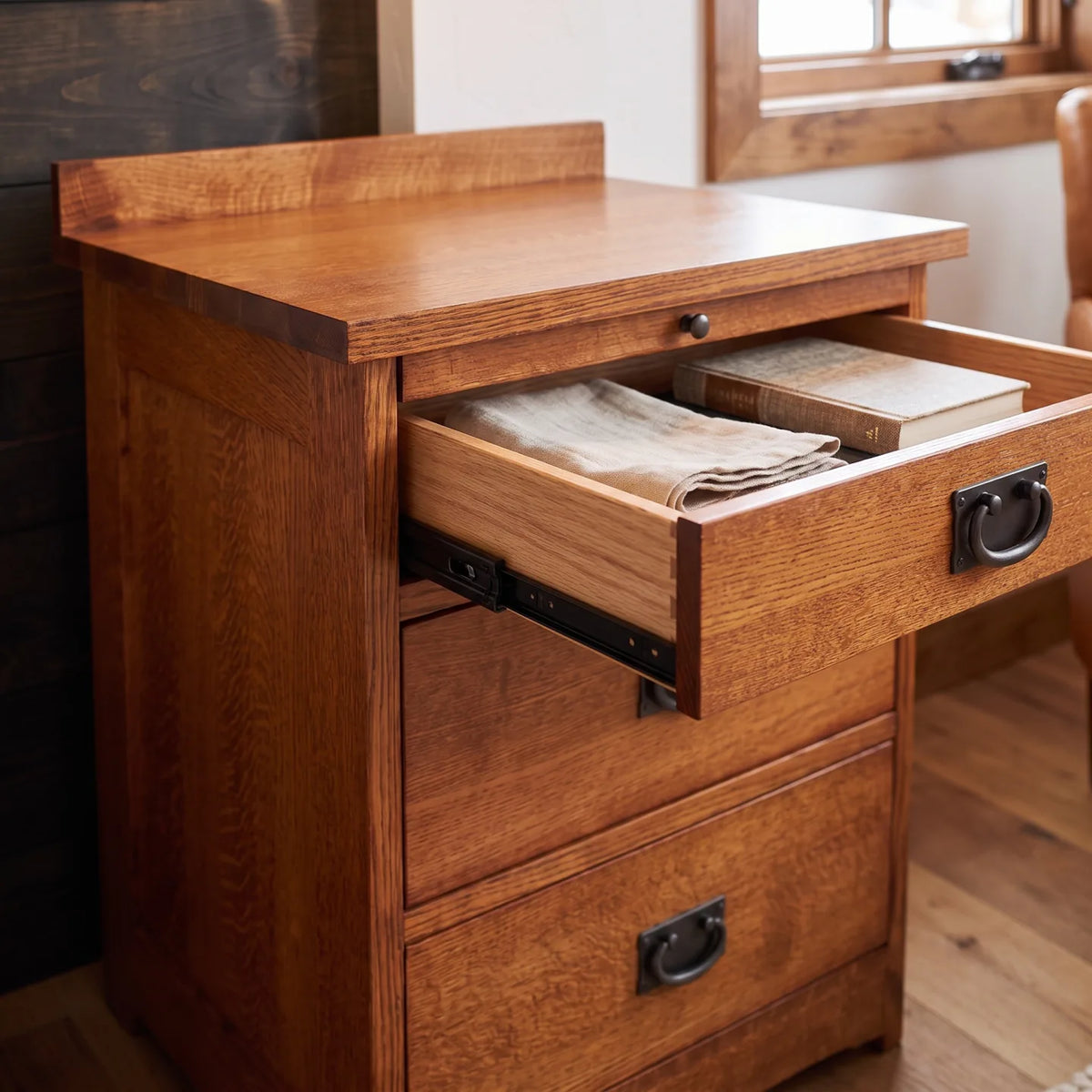 Mission 3-Drawer Tray Nightstand - Antique Brown