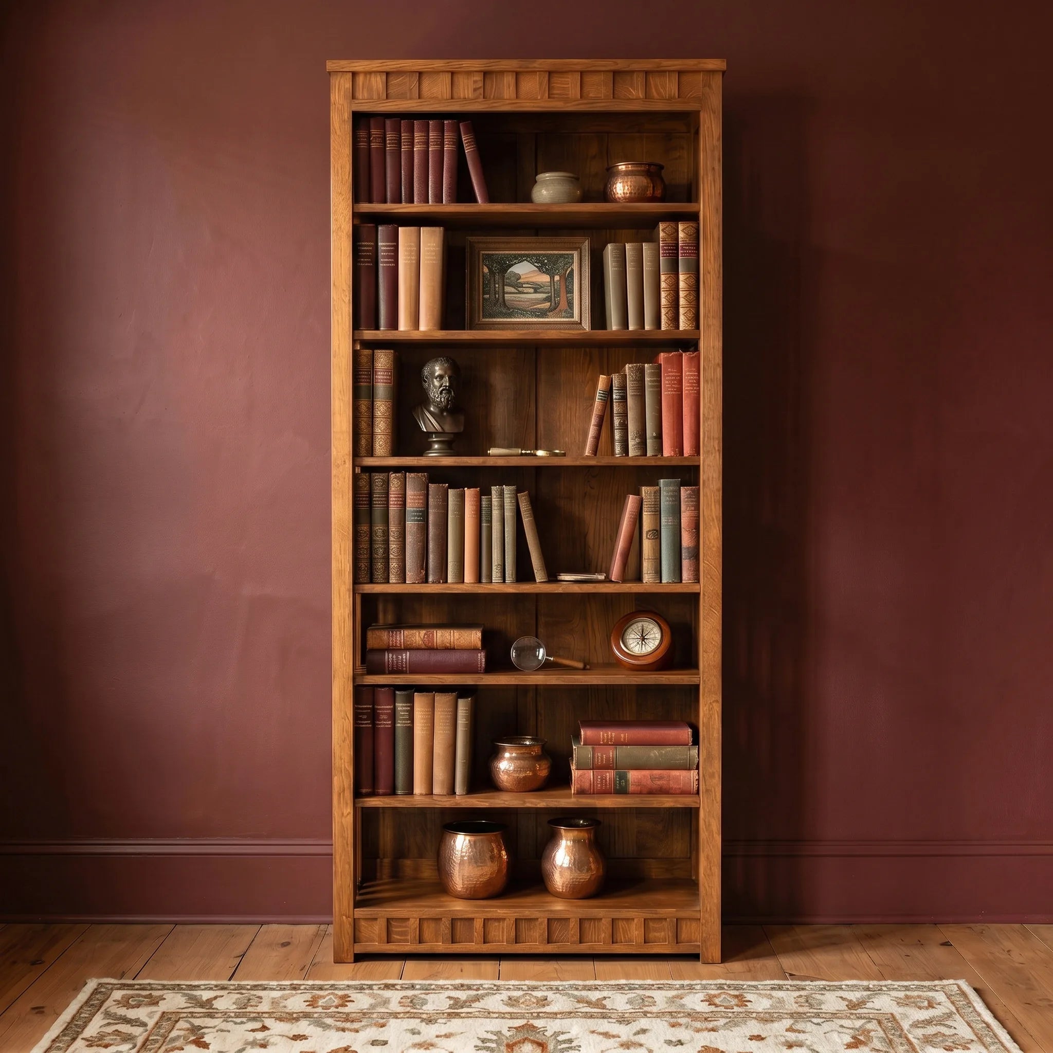 84" Bookcase - Solid Oak — detail view