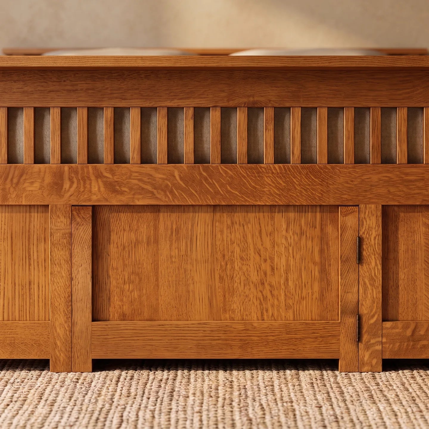 Panel Spindle Platform Bed Frame - Antique Brown
