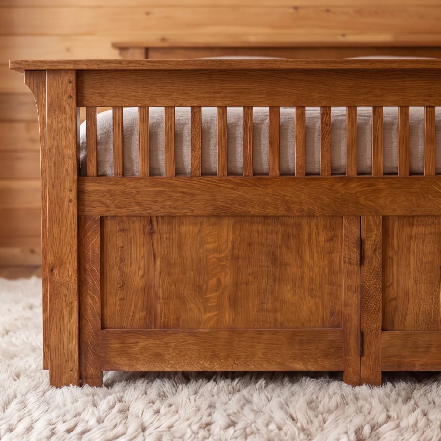 Spindle Platform Bed Frame - Antique Brown