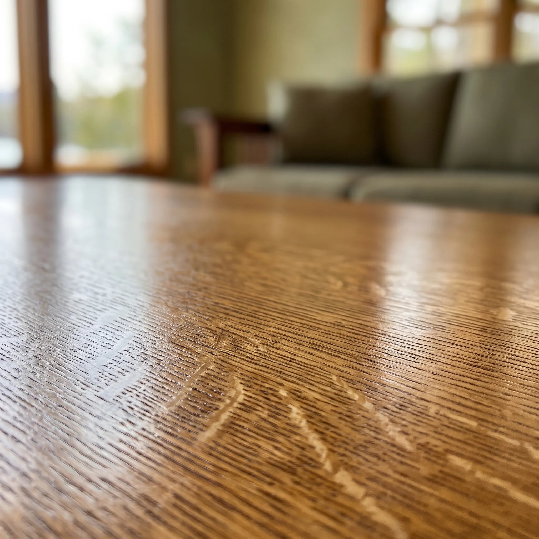 Bungalow Coffee Table - Antique Brown — quarter-sawn wood grain detail