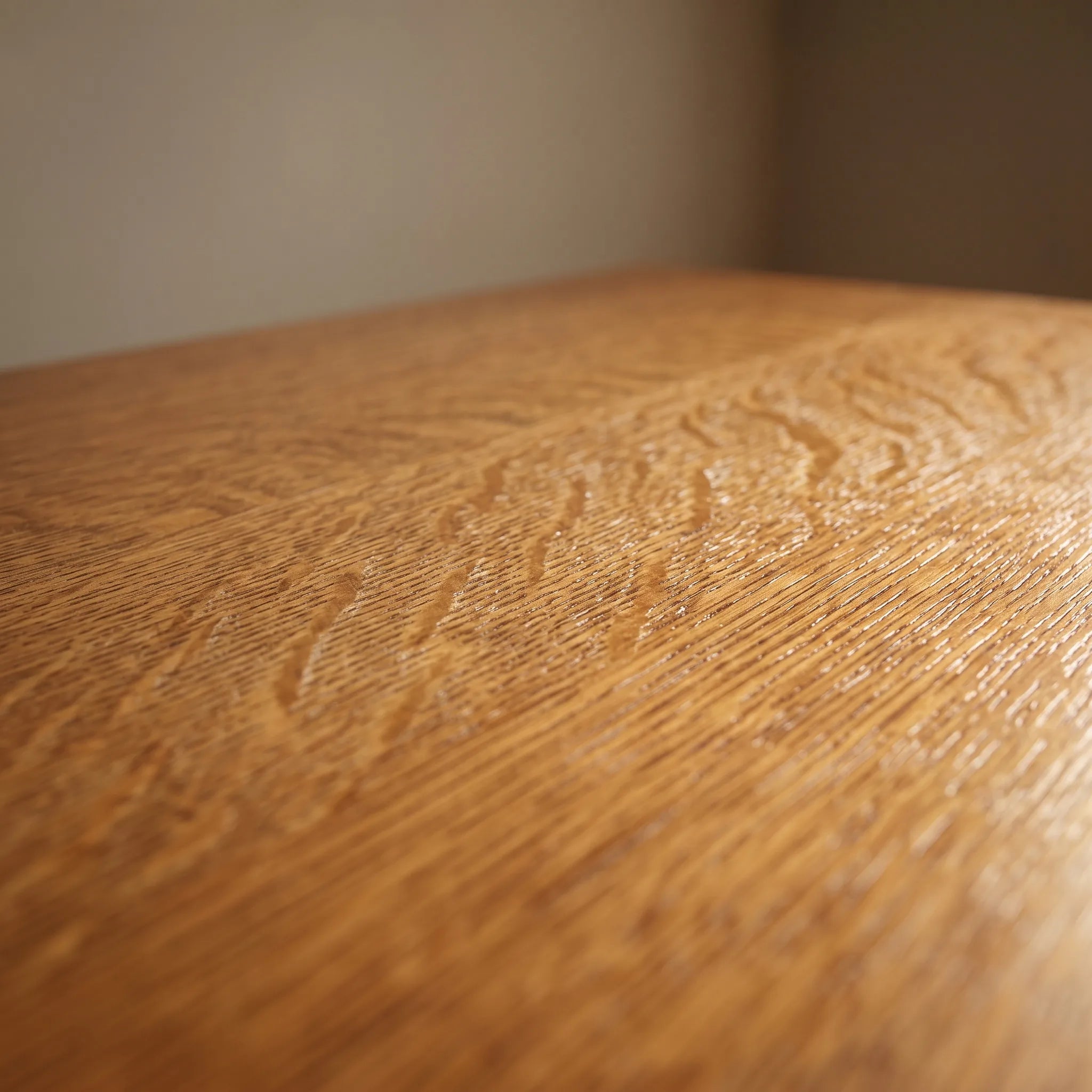Mission 2-Drawer Desk - Solid Oak — quarter-sawn wood grain detail