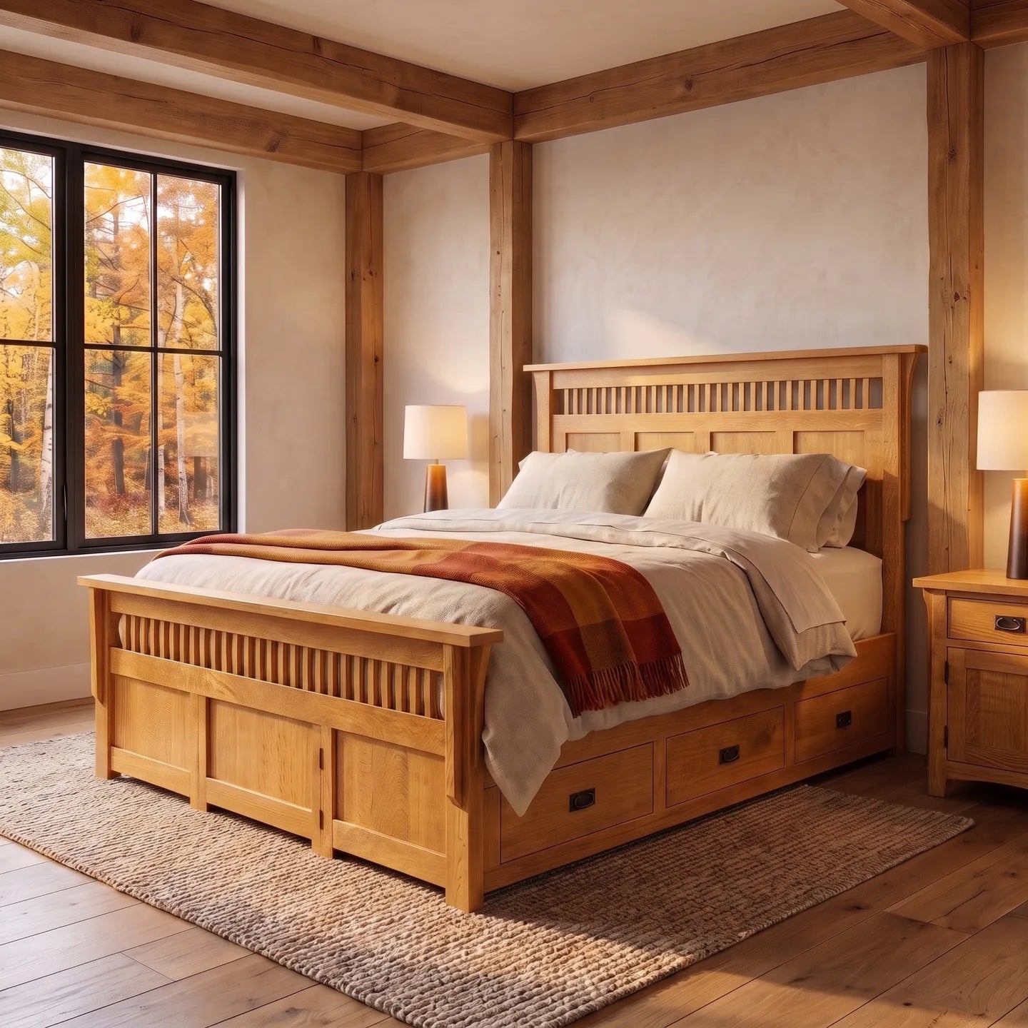 Panel Spindle Platform Bed Frame - Country