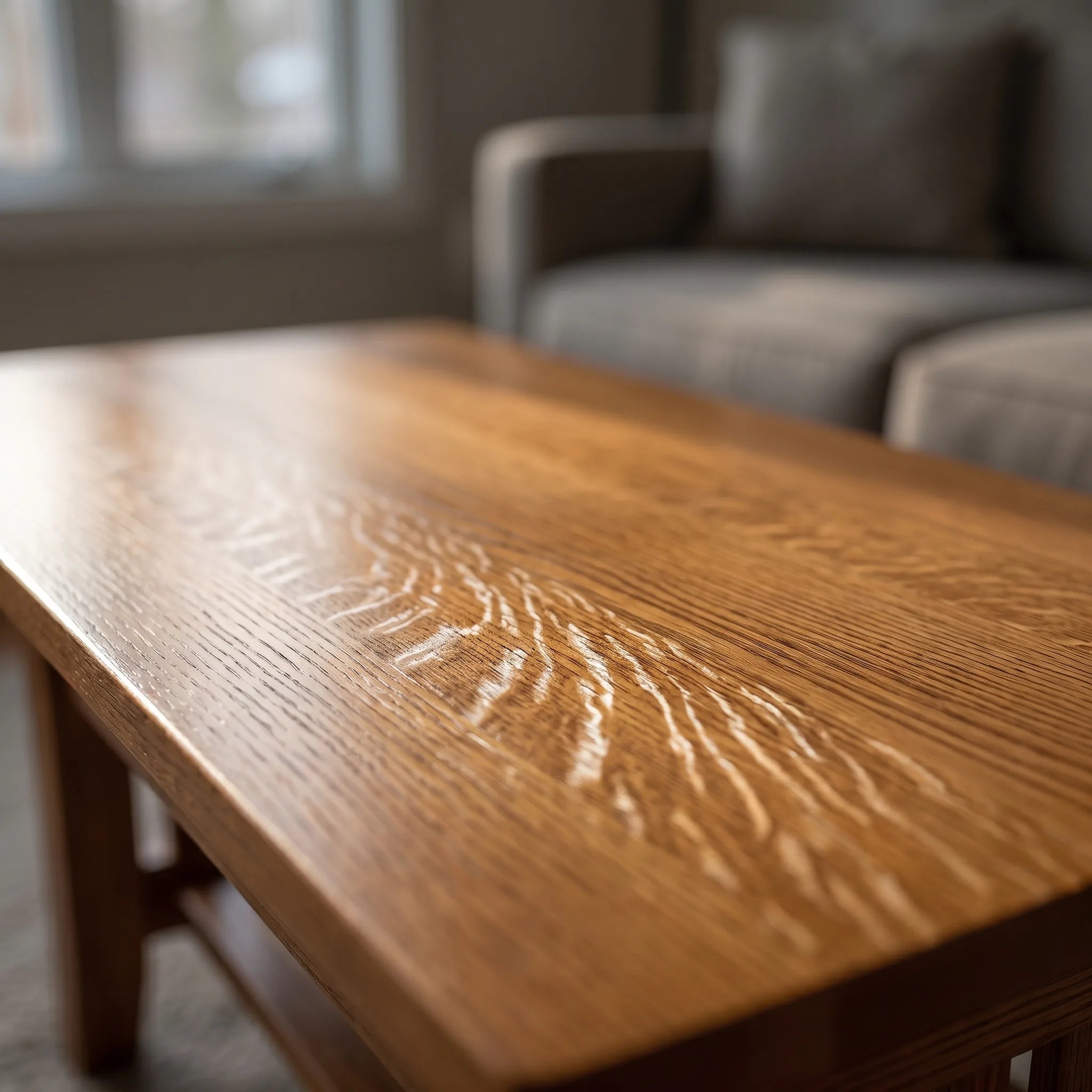 Mission Spacesaver Coffee Table - Antique Brown — quarter-sawn wood grain detail