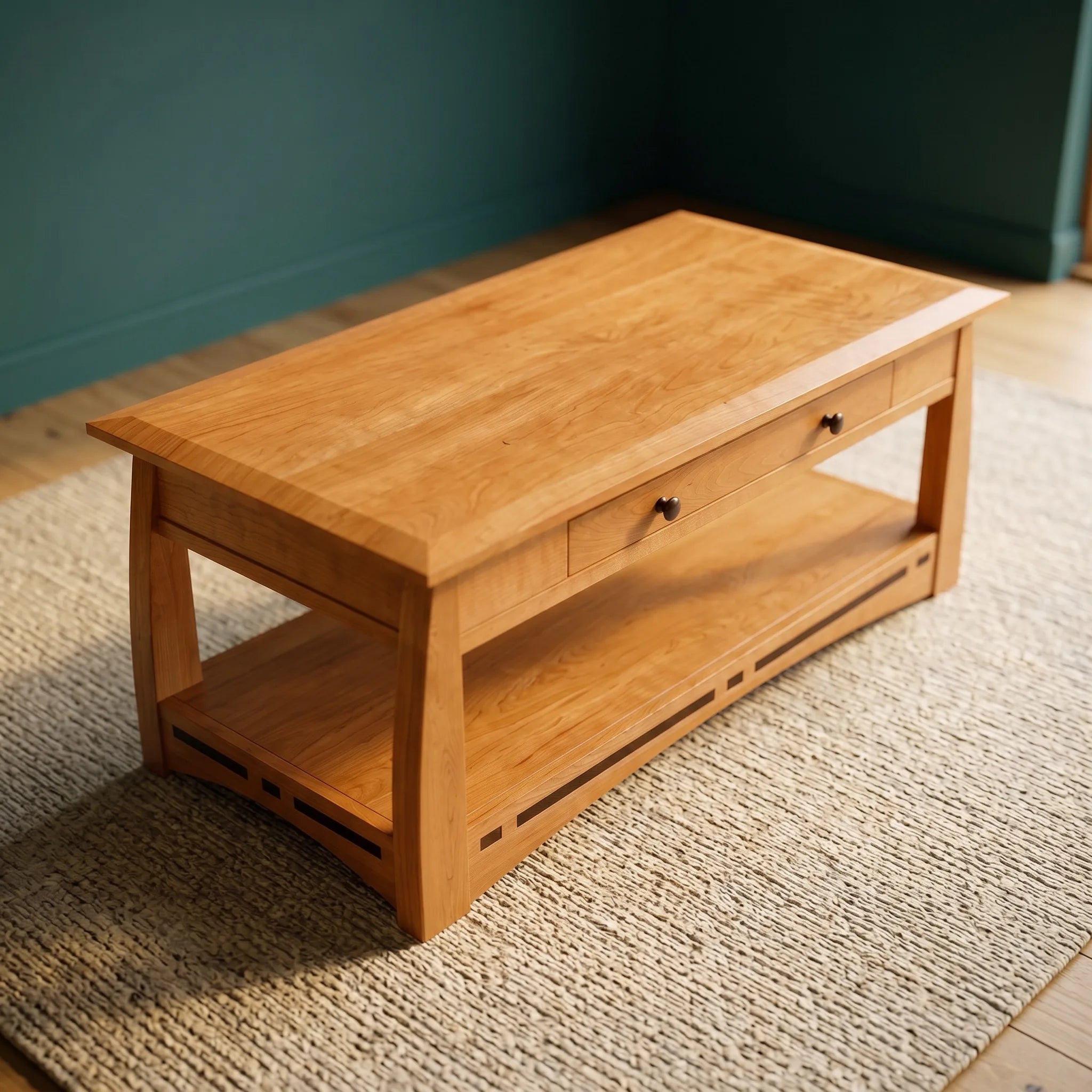 African Inlay Coffee Table - Nutmeg — top-down view