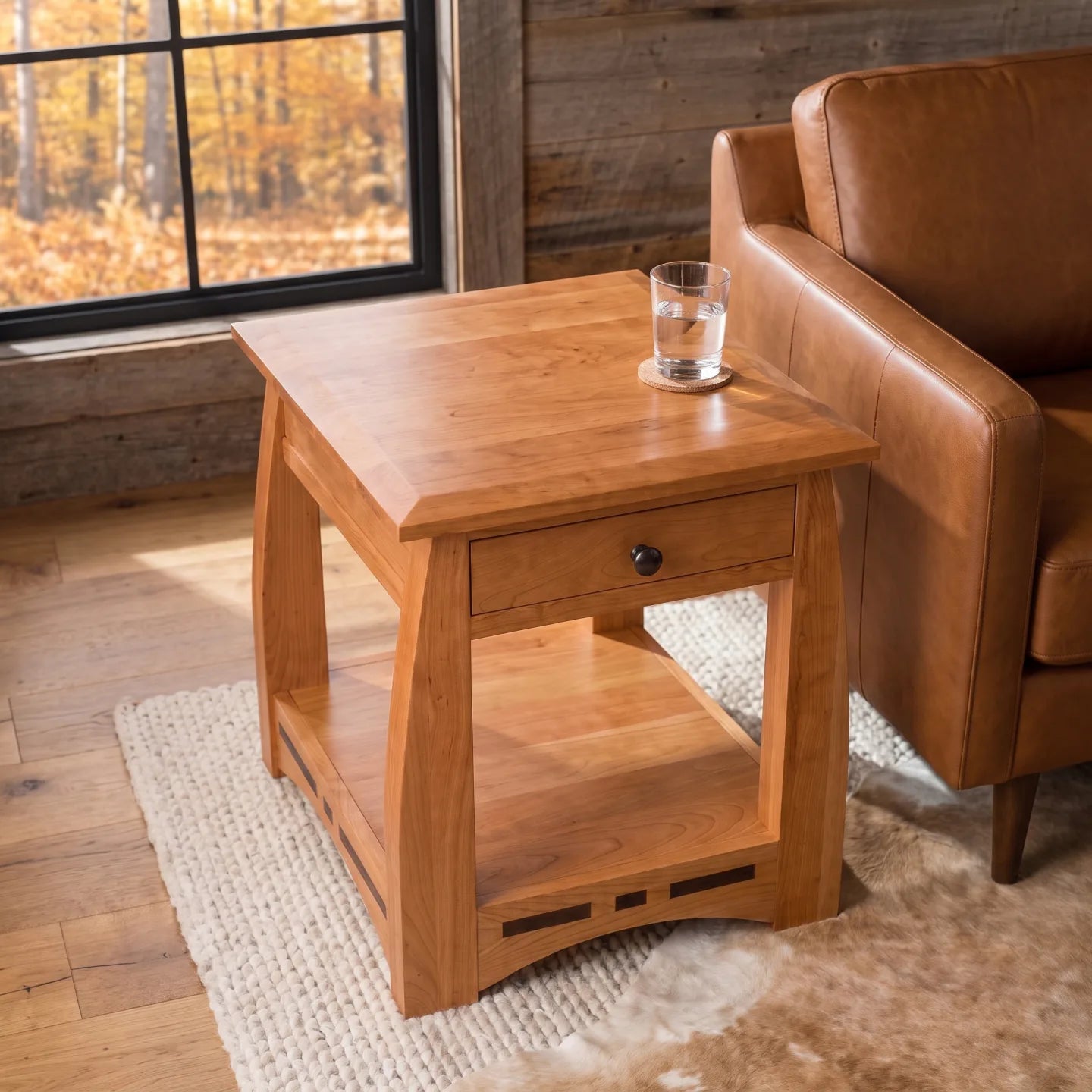African Inlay End Table - Nutmeg
