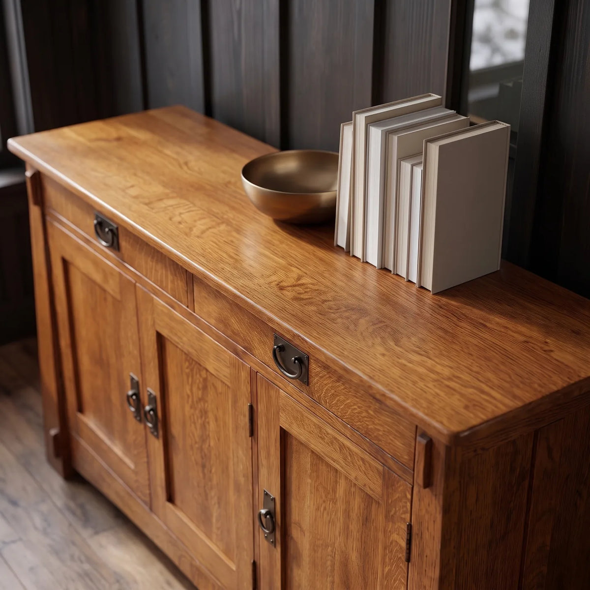 Bungalow 3-Door Console - Antique Brown