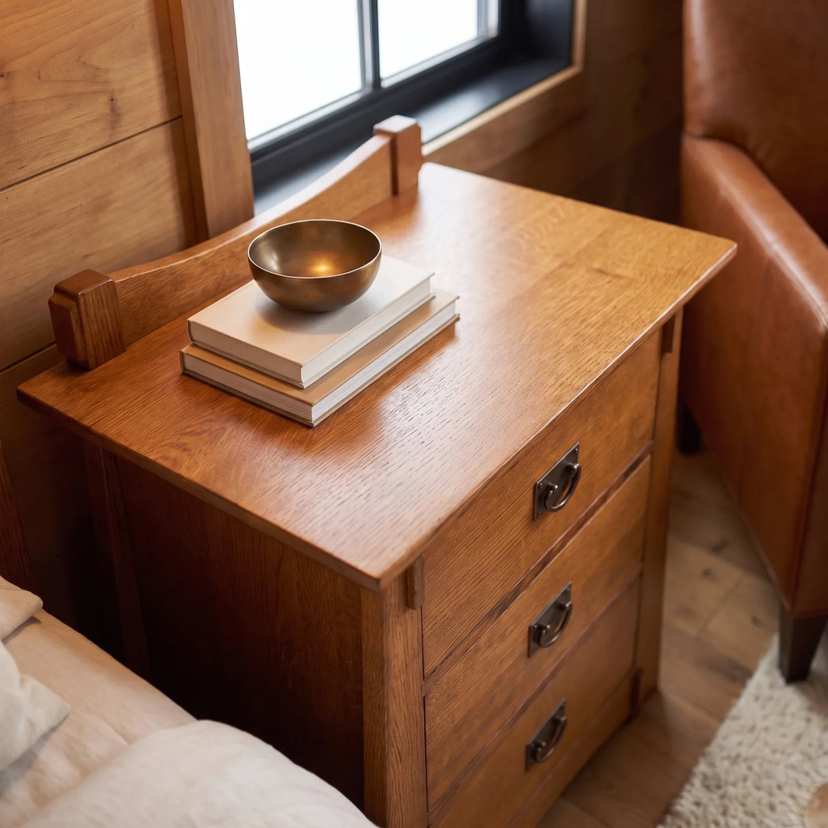 Bungalow 3-Drawer Nightstand - Antique Brown