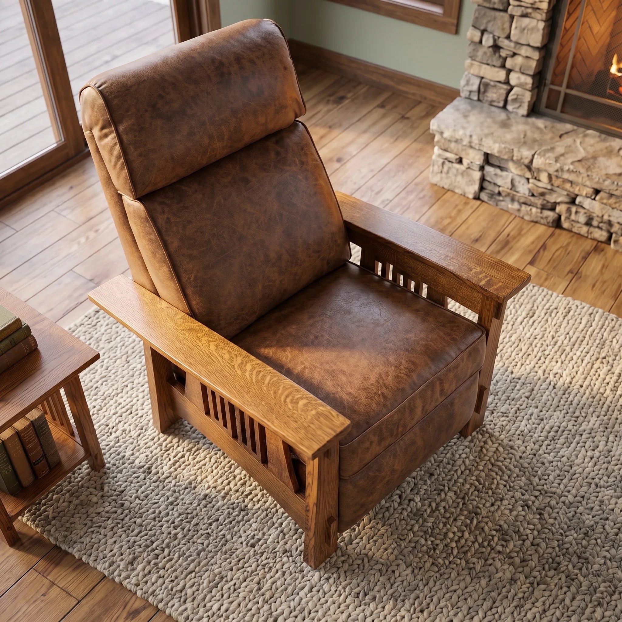 Bungalow Solid Oak Recliner — top-down view
