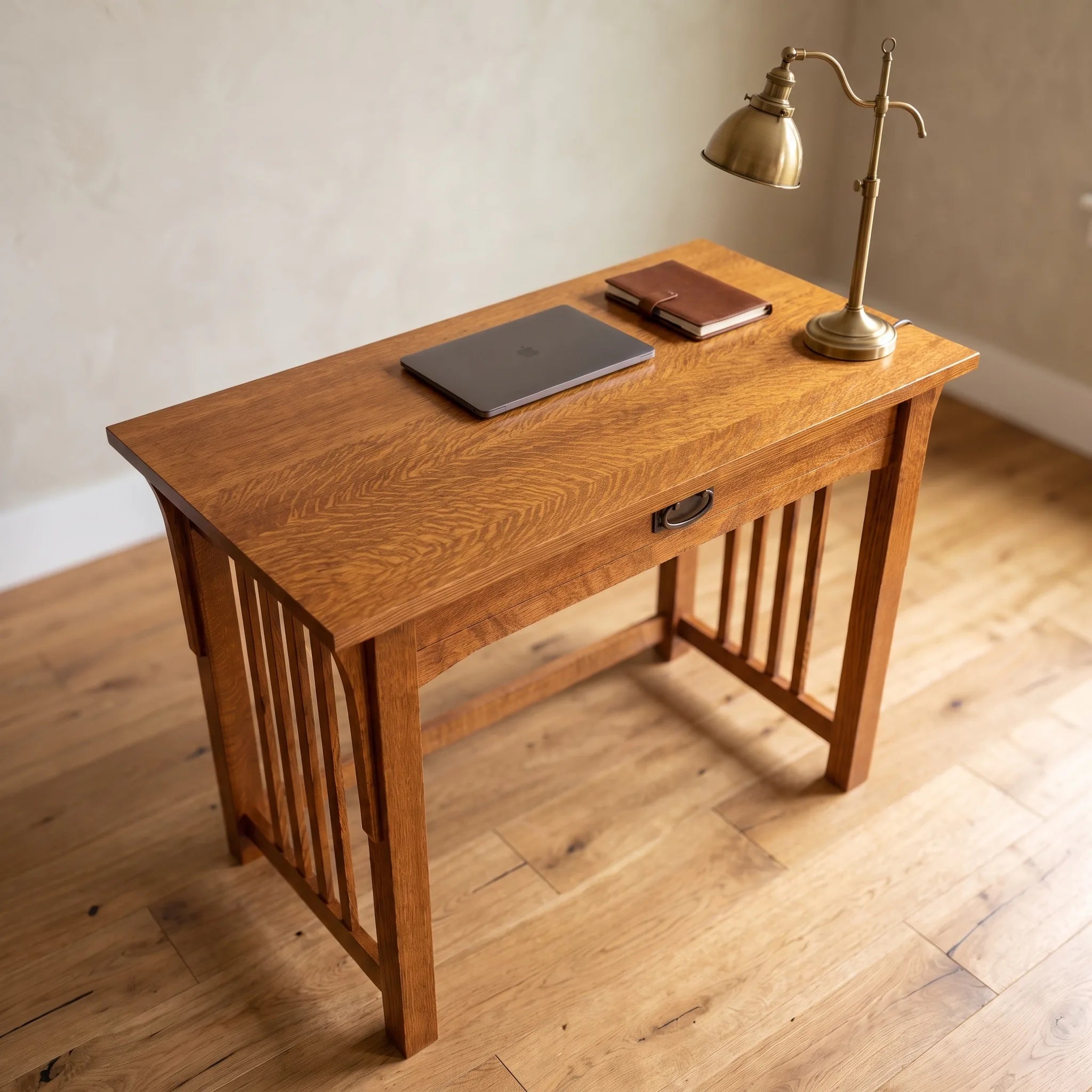 Mission 1-Drawer Desk - Solid Oak — top-down view