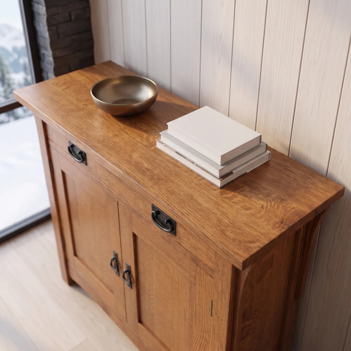 Mission 2-Door Console - Antique Brown