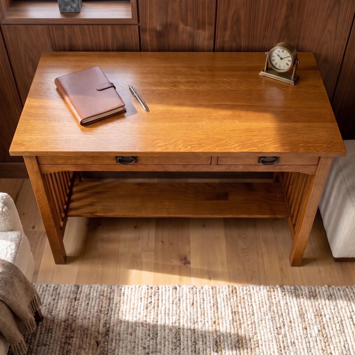 Mission 2-Drawer Desk - Antique Brown