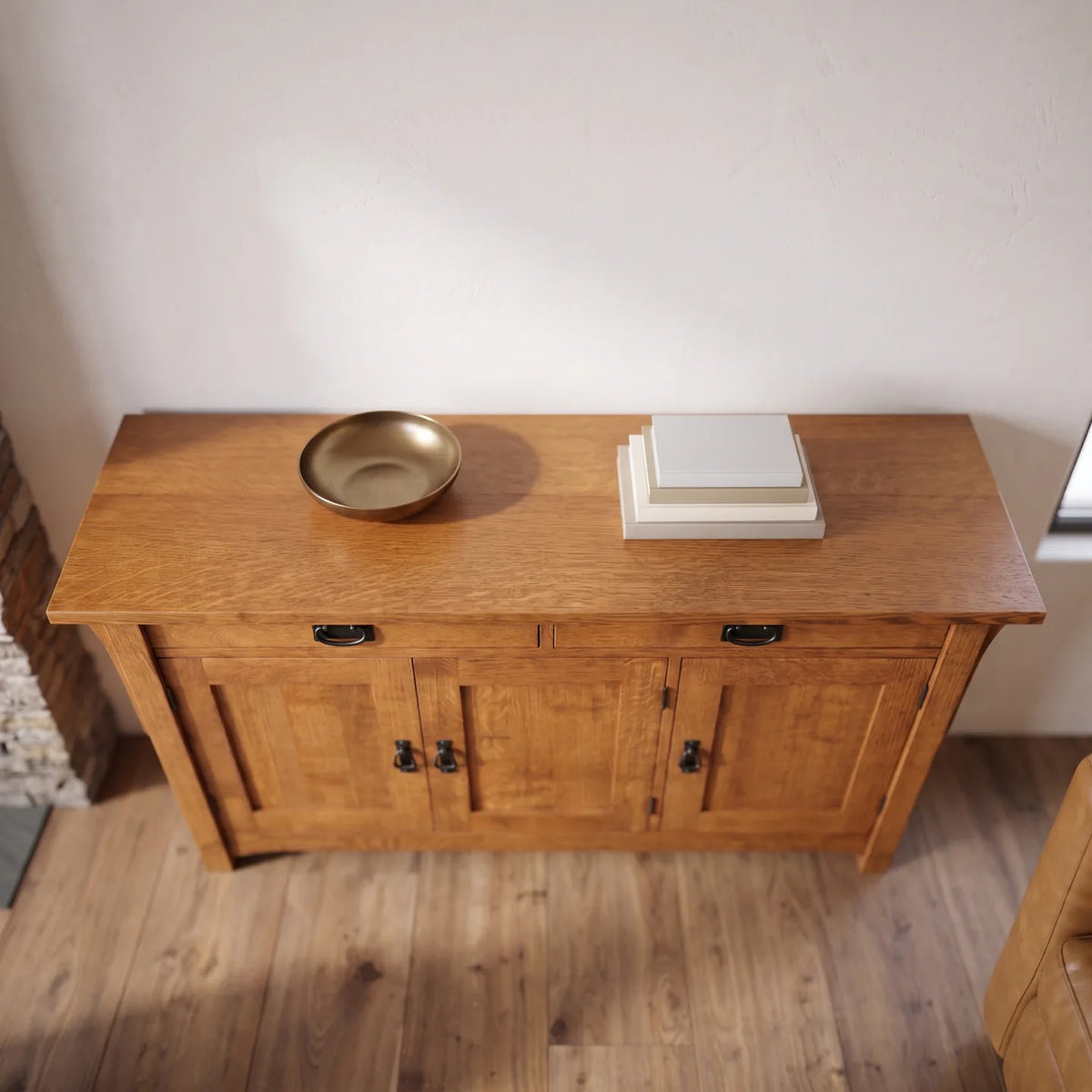 Mission 3-Door Console - Antique Brown