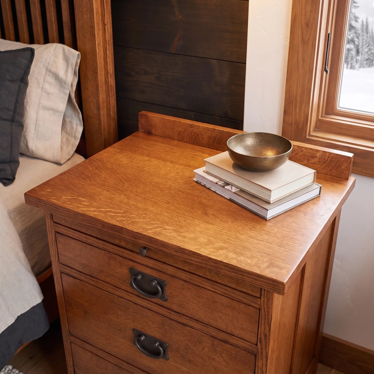 Mission 3-Drawer Tray Nightstand - Antique Brown