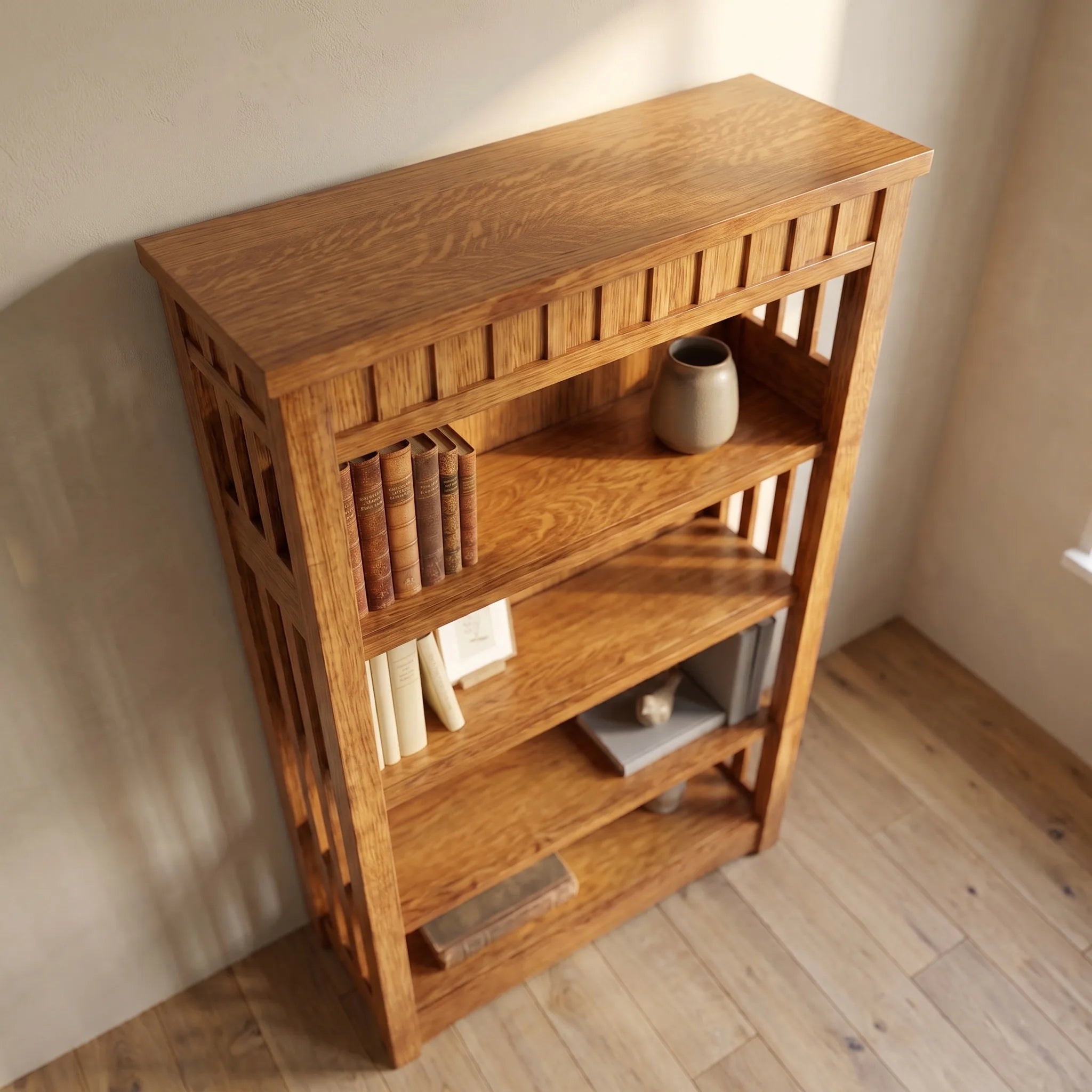 48" Bookcase - Solid Oak — detail view