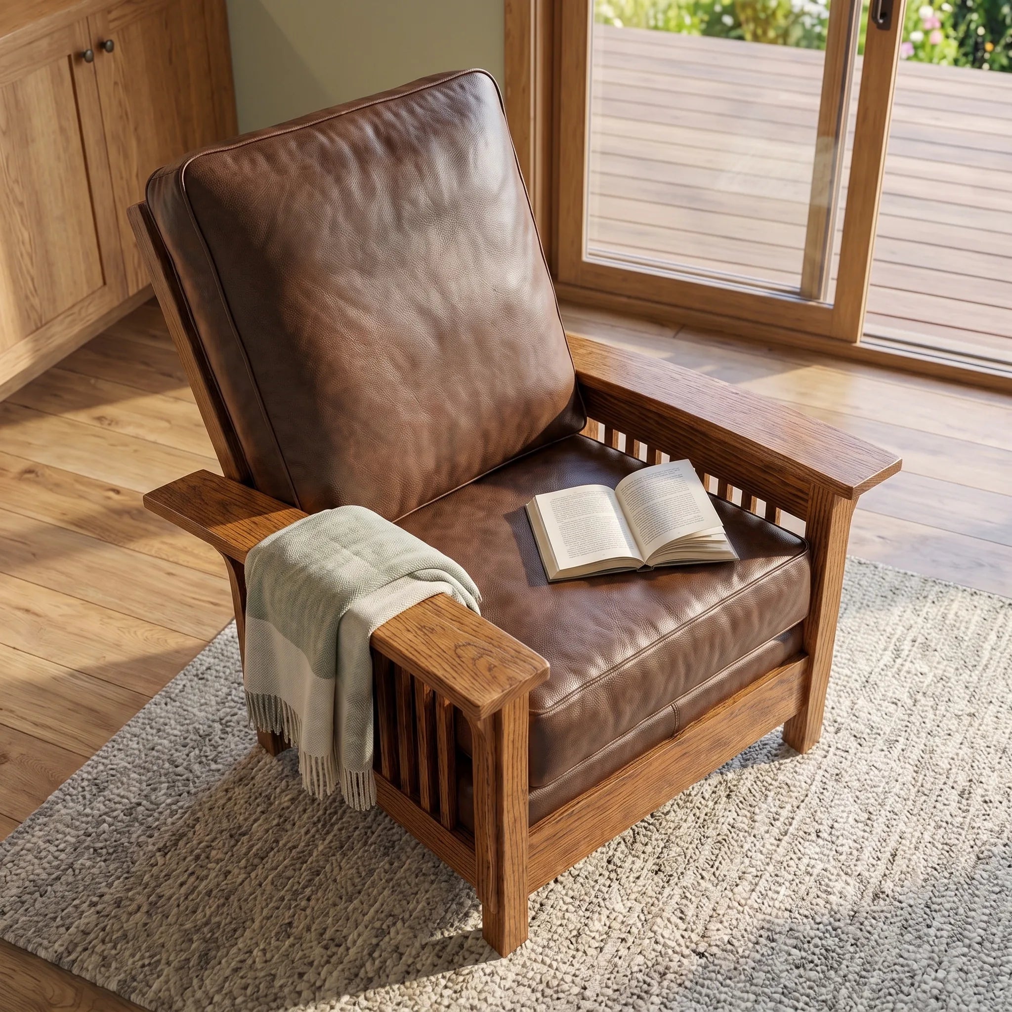 Morris Armchair - Solid Oak — top-down view