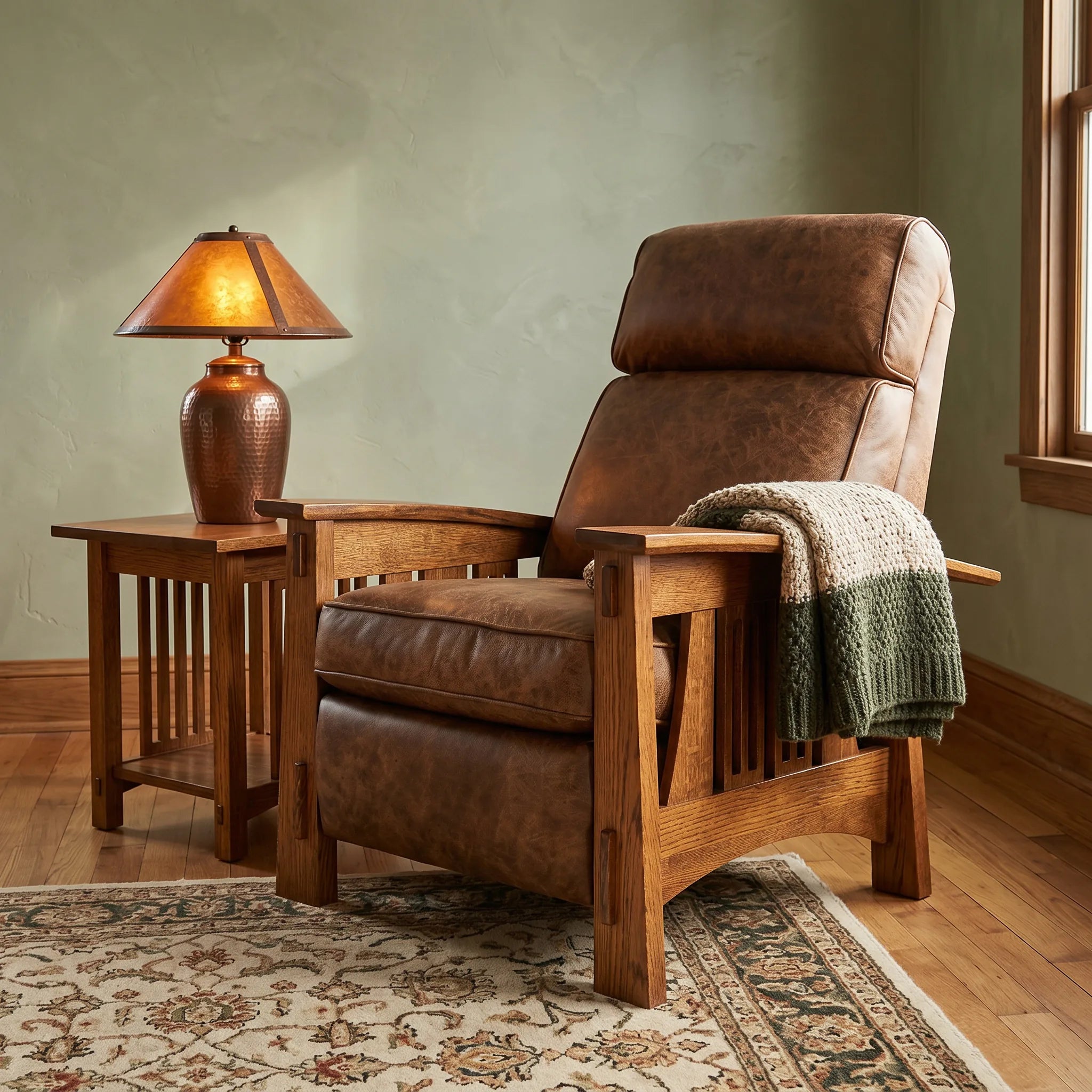 Bungalow Solid Oak Recliner — shown with the matching collection