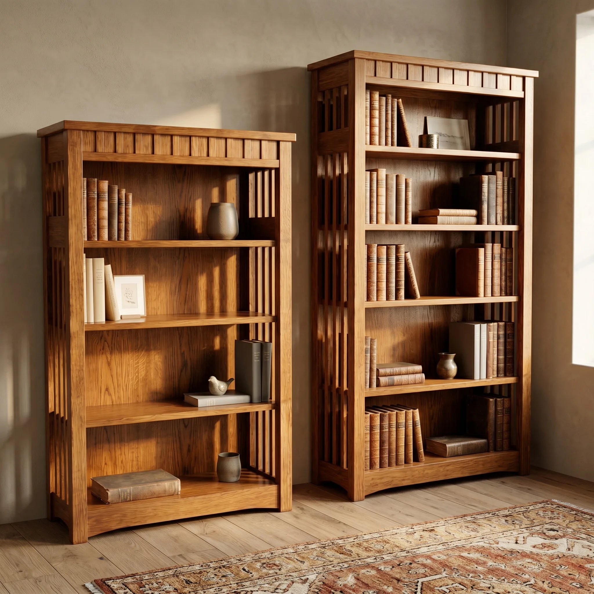 48" Bookcase - Solid Oak — shown with the matching collection
