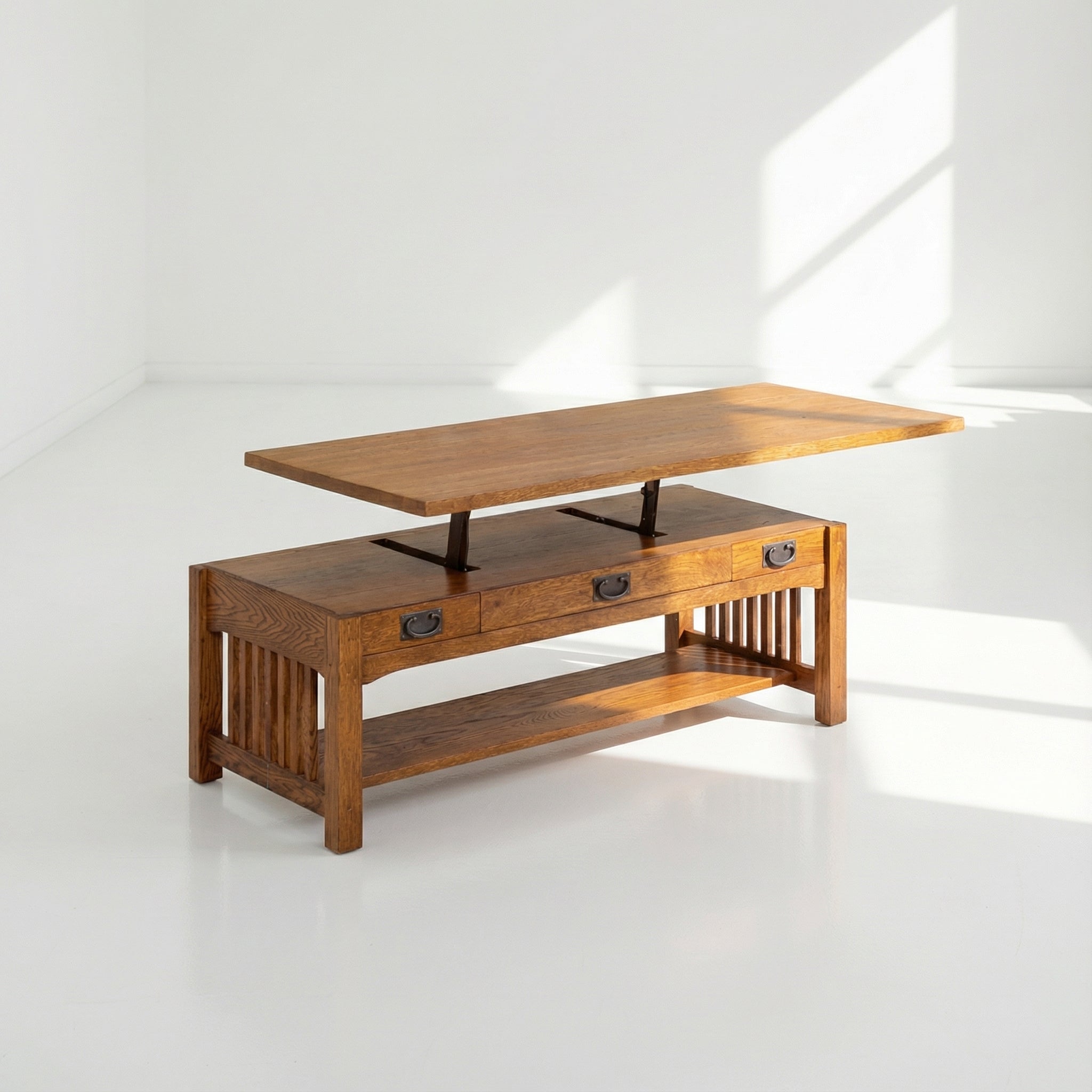 Mission Lift-Top Coffee Table - Solid Oak _ 1011_extended_-_showroom_shot