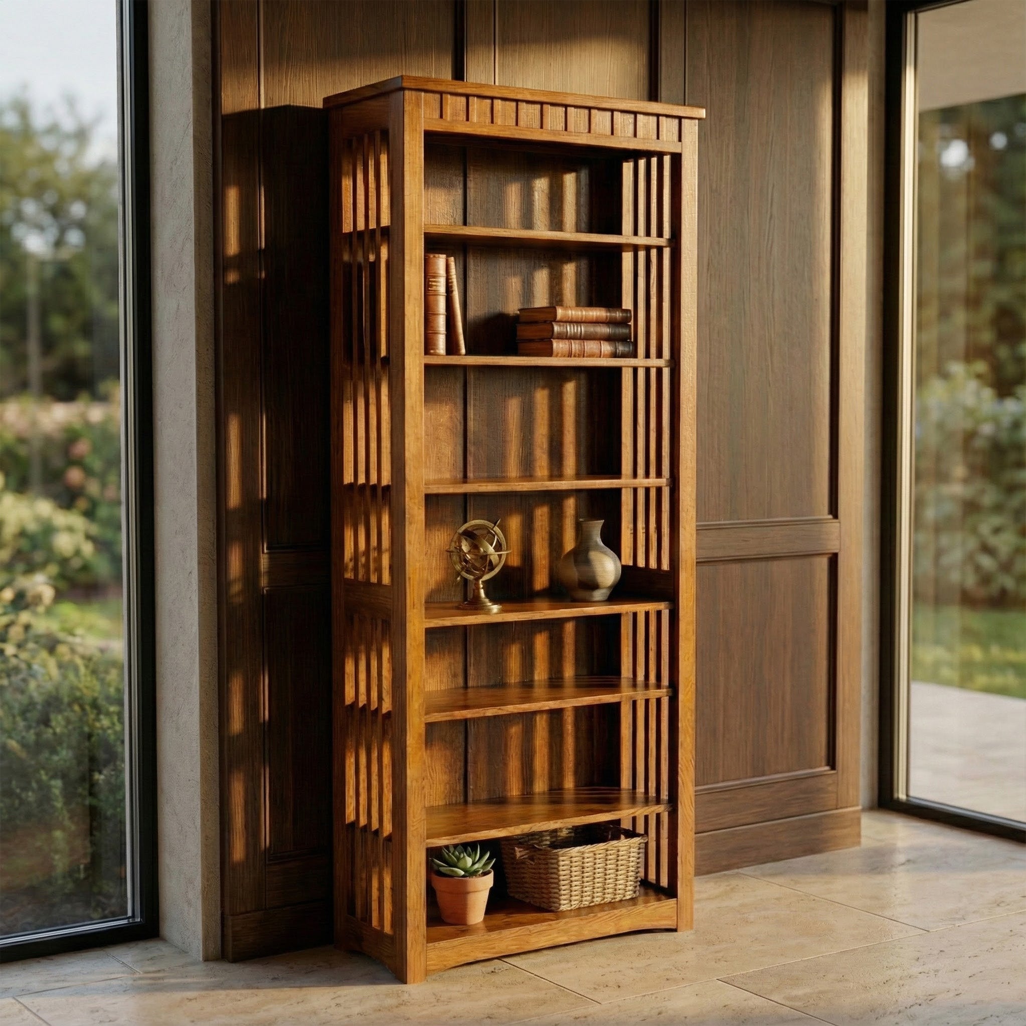 84" Bookcase - Solid Oak _ 1039-bookcase