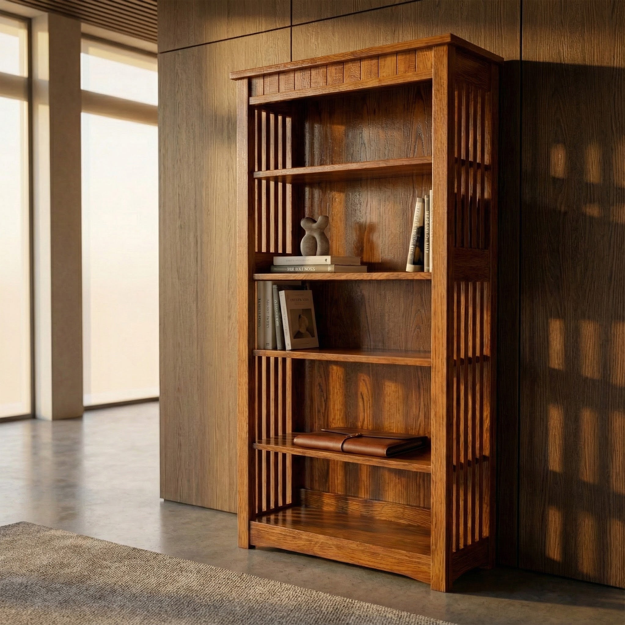 60" Bookcase - Solid Oak _ 1041-bookcase