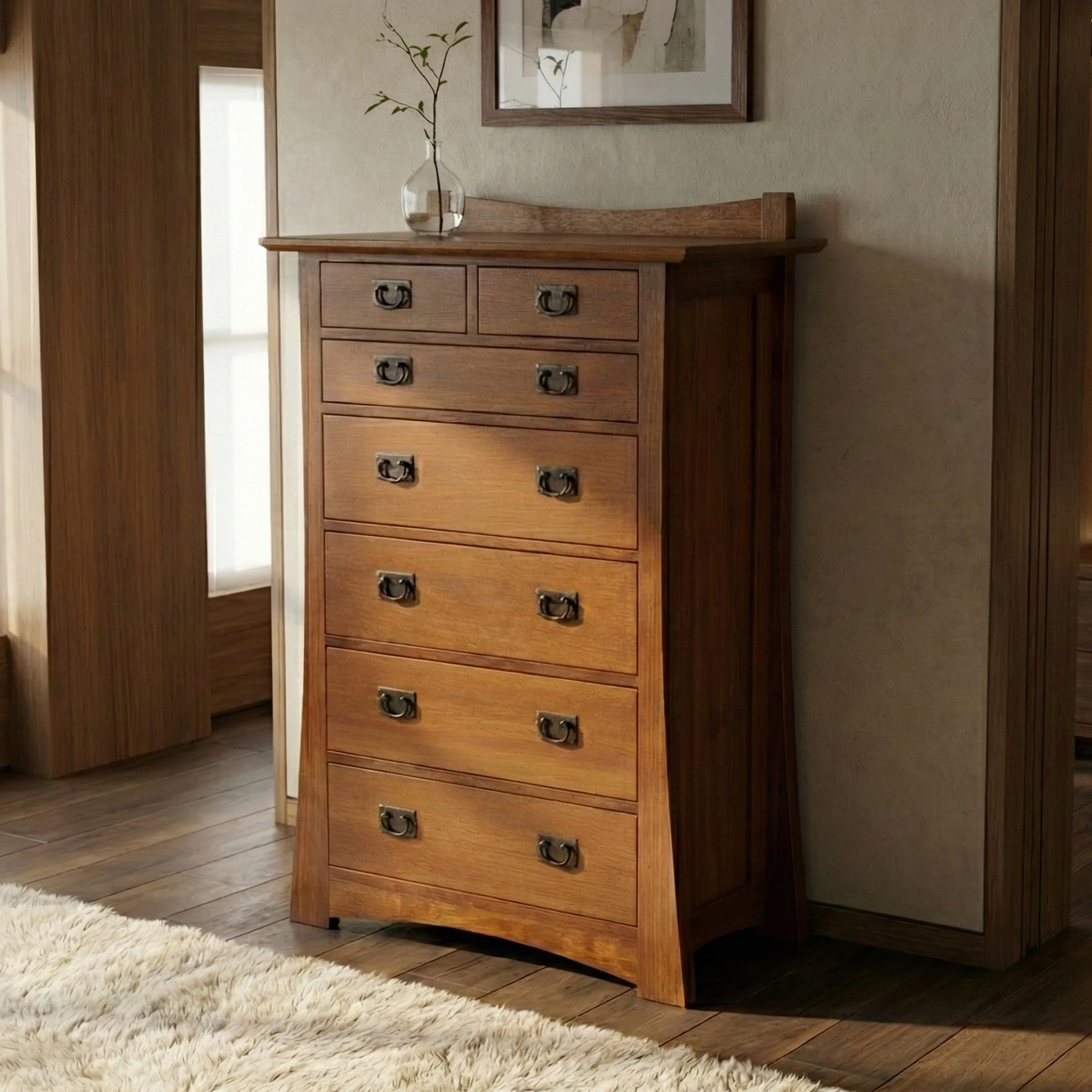 Bungalow 7-Drawer Bedroom Chest - Solid Oak _ 1707-dresser