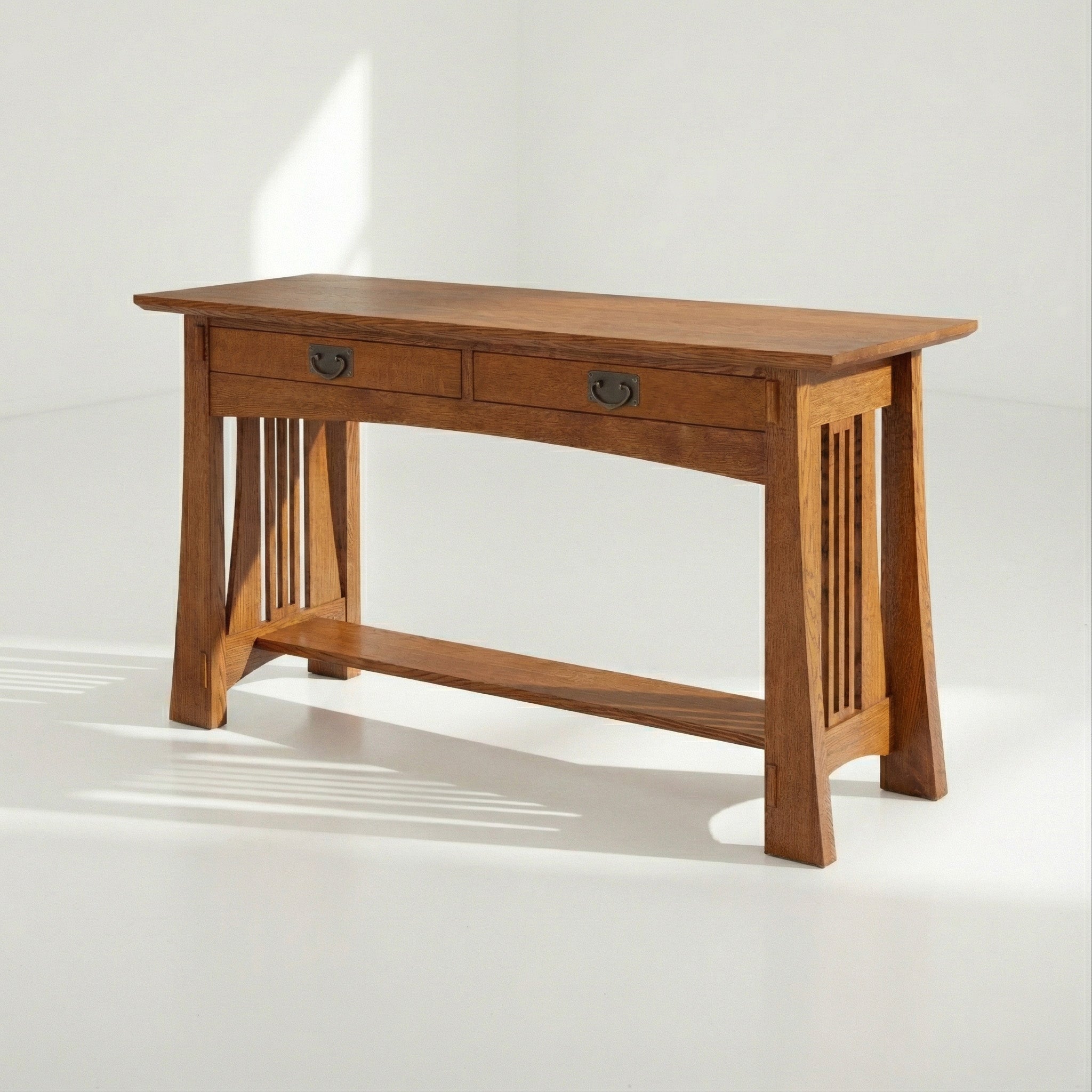 Curve-Leg Sofa Table - Solid Oak