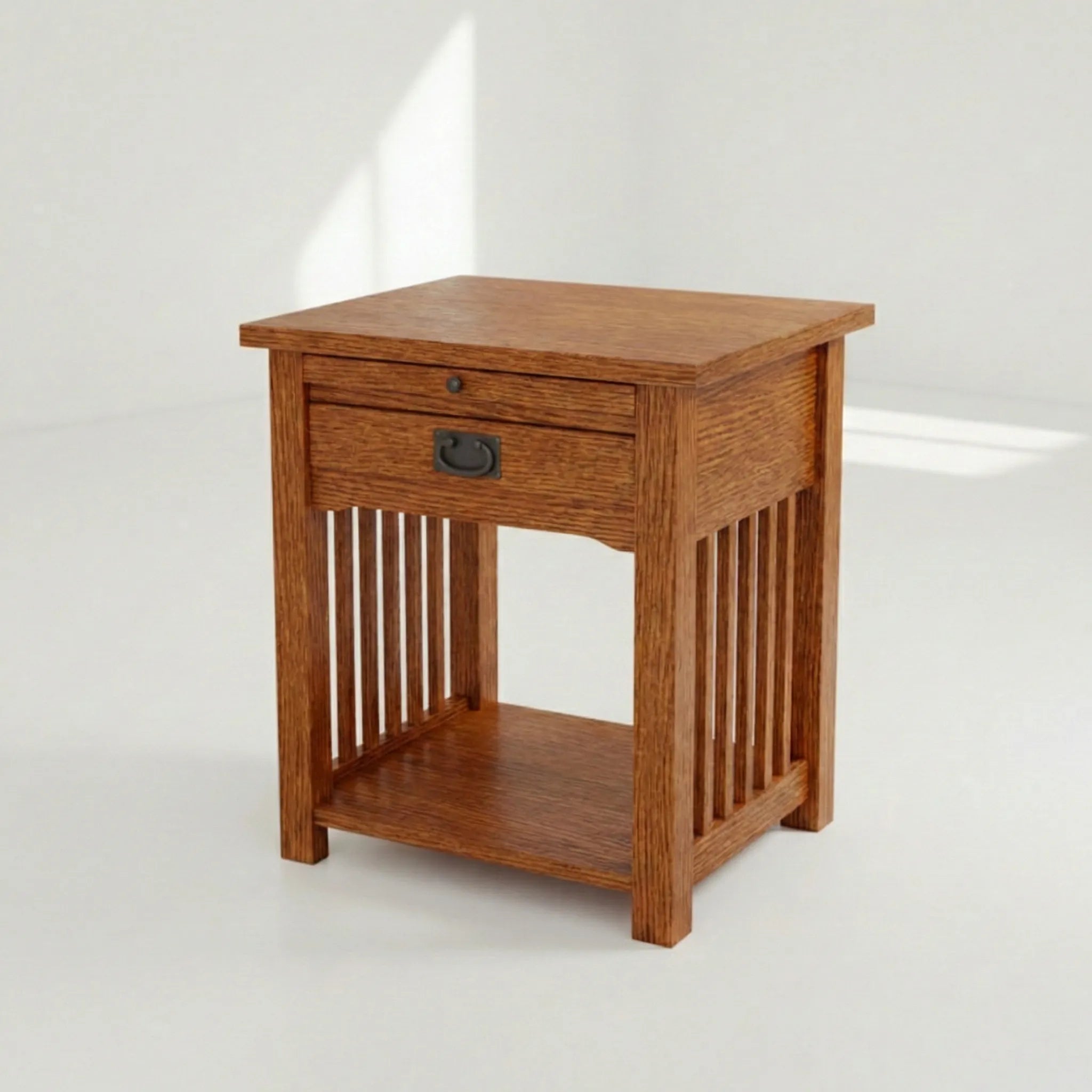 Mission 1-Drawer Tray Nightstand - Solid Oak _ 3101