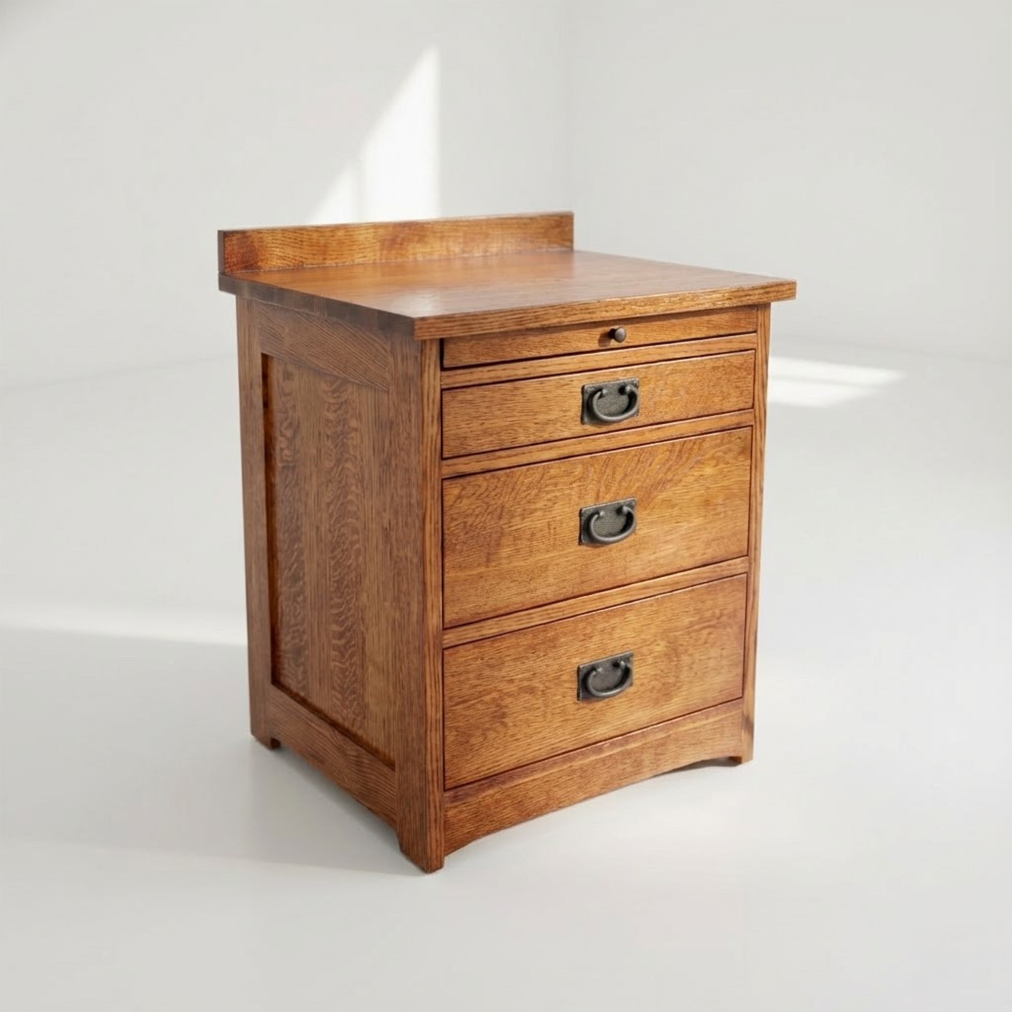 3-Drawer Tray Night Stand - Solid Oak