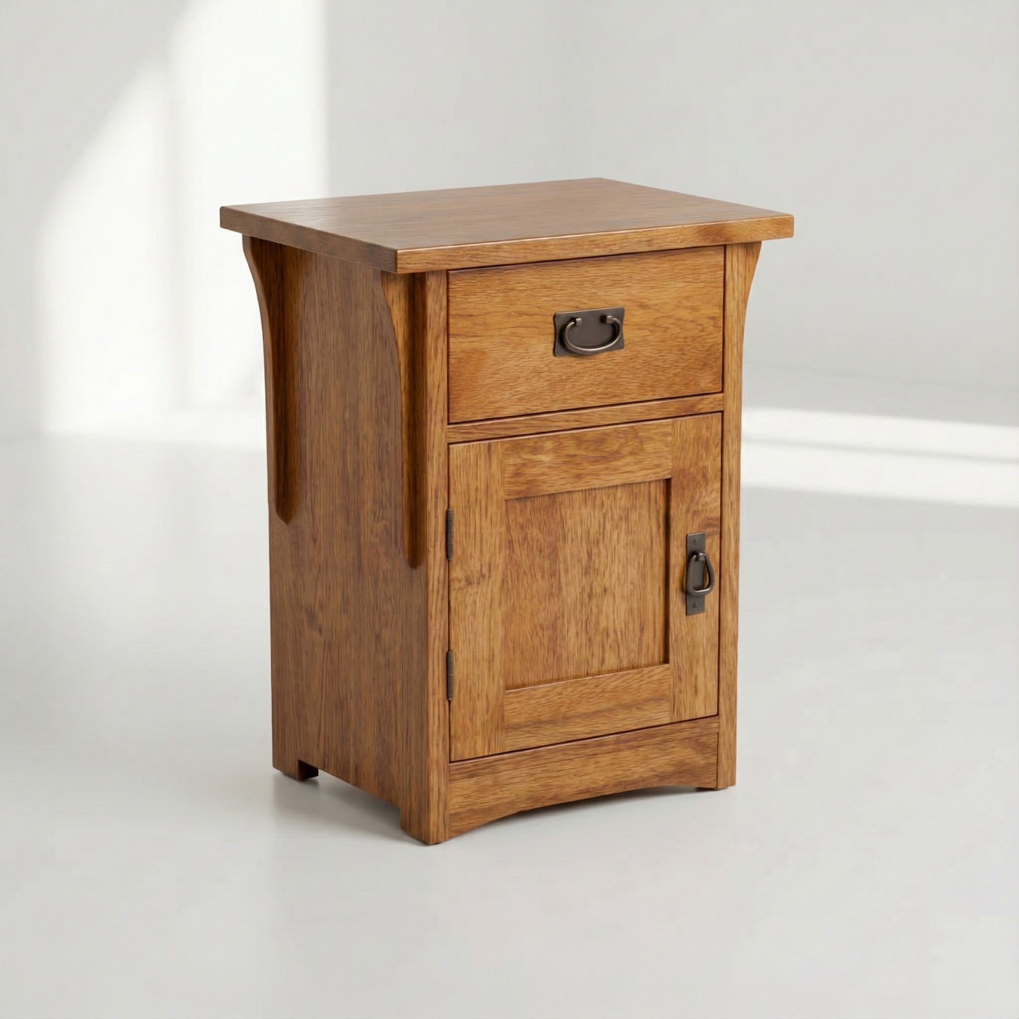 Storage Nightstand - Solid Oak