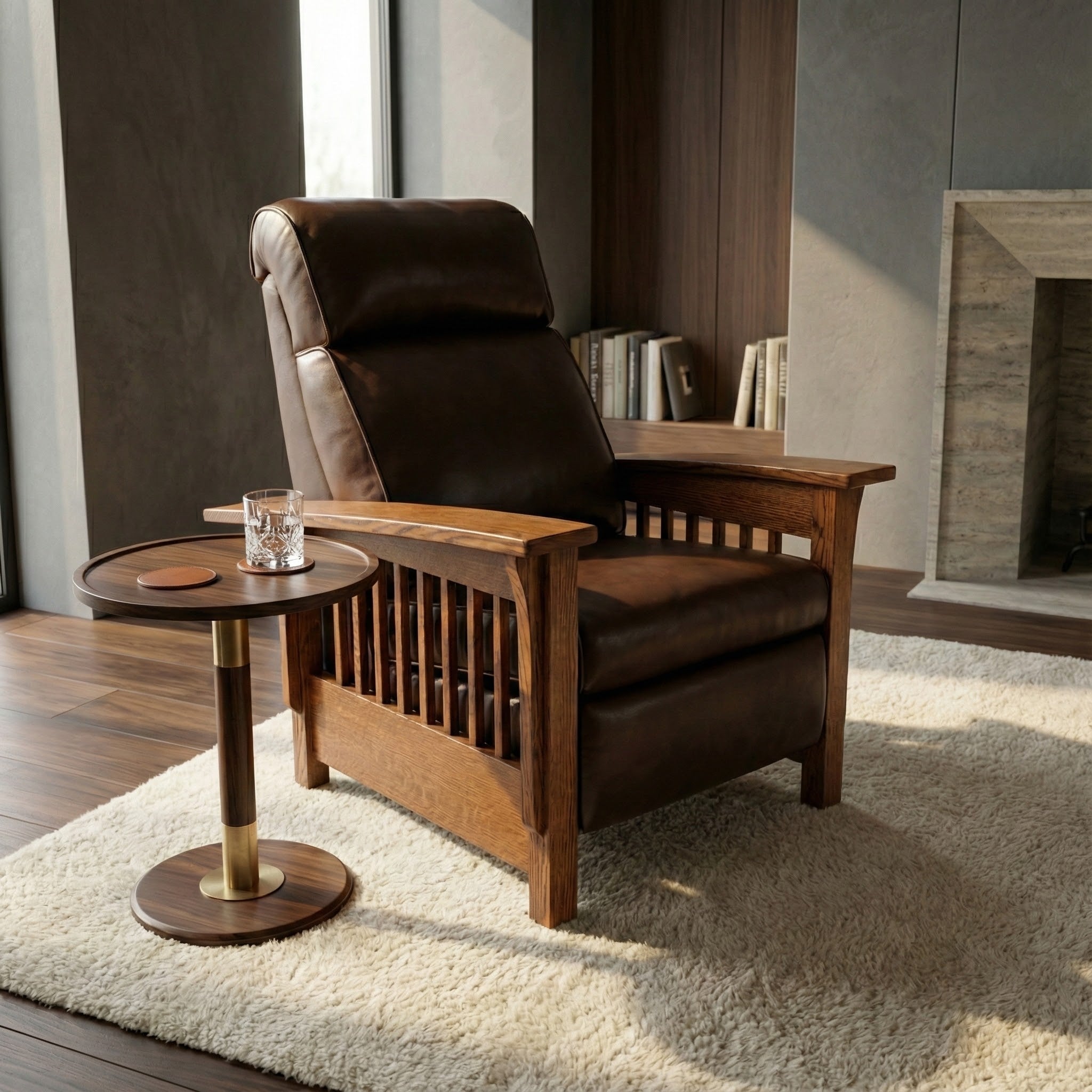 Mission Spindle Recliner - Solid Oak _ 938-recliner