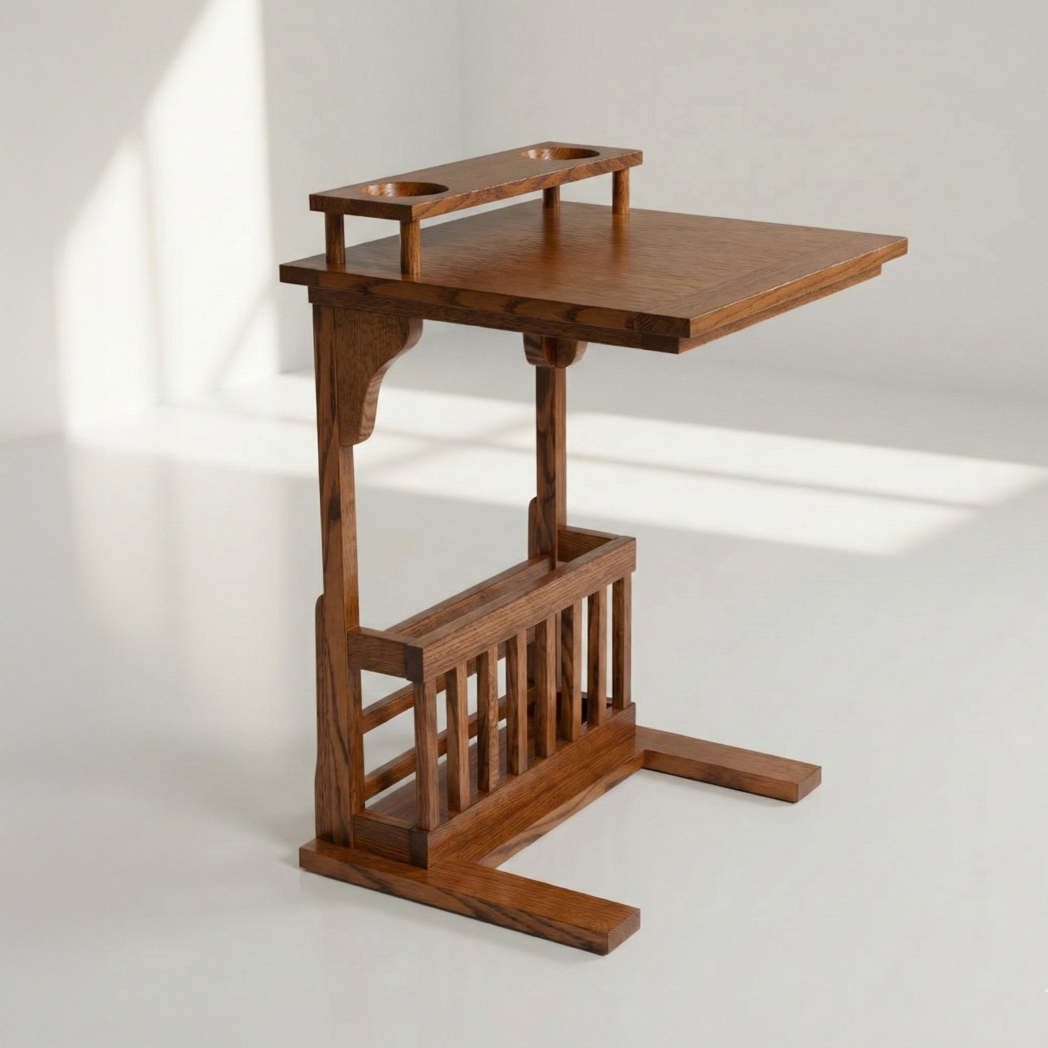 Sofamate with Cup Holders - Solid Oak