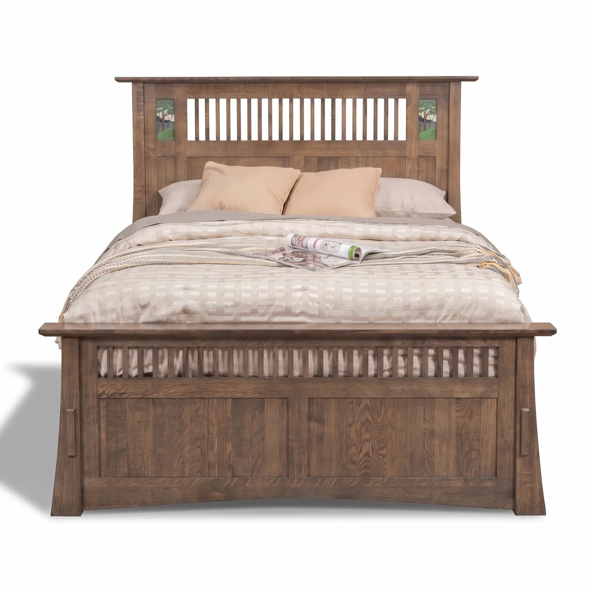 Mosaic Platform Bungalow Bed Frame - Stone Gray on a white background