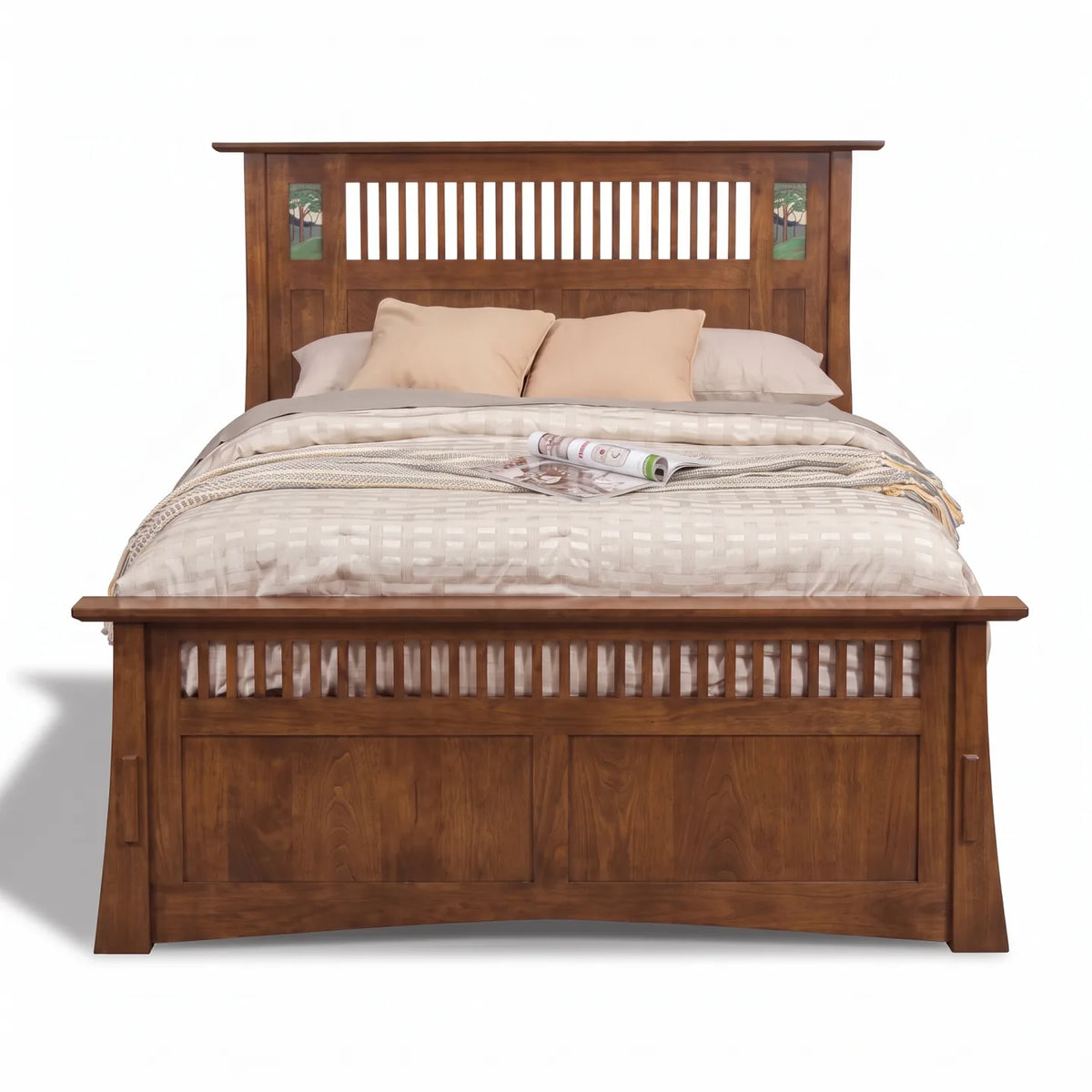 Mosaic Platform Bungalow Bed Frame - Walnut on a white background