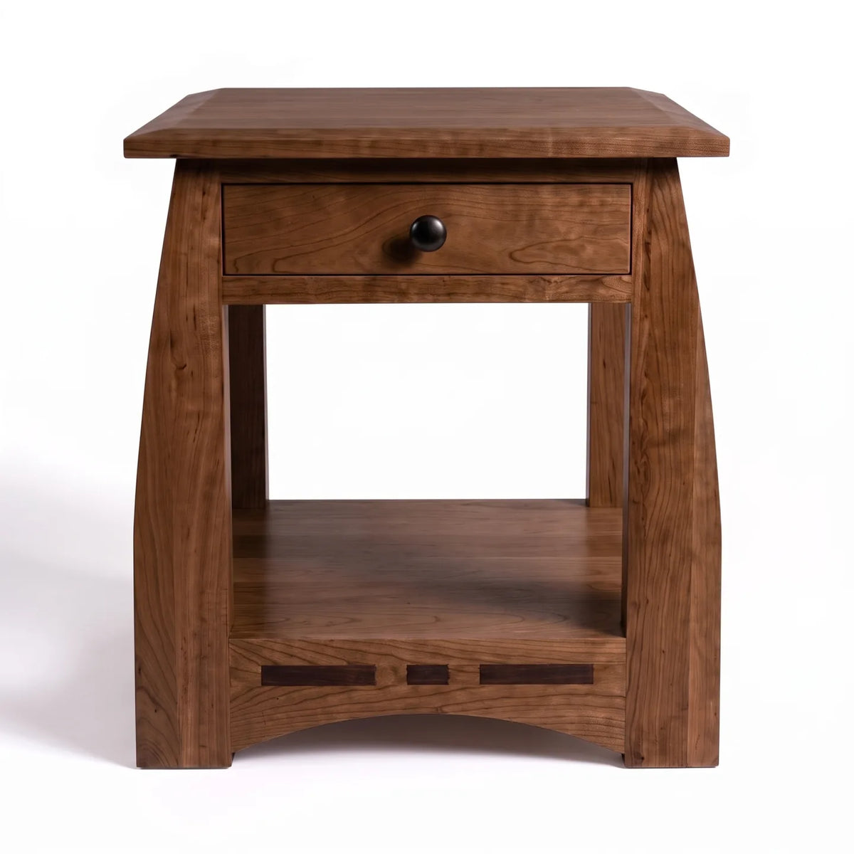 African Inlay End Table - Walnut on a white background