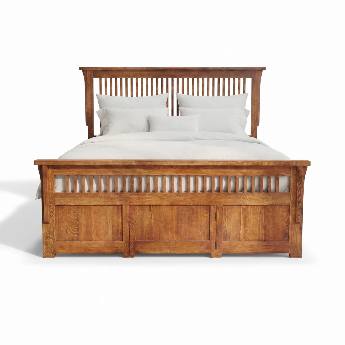 Spindle Platform Bed Frame - Antique Brown on a white background
